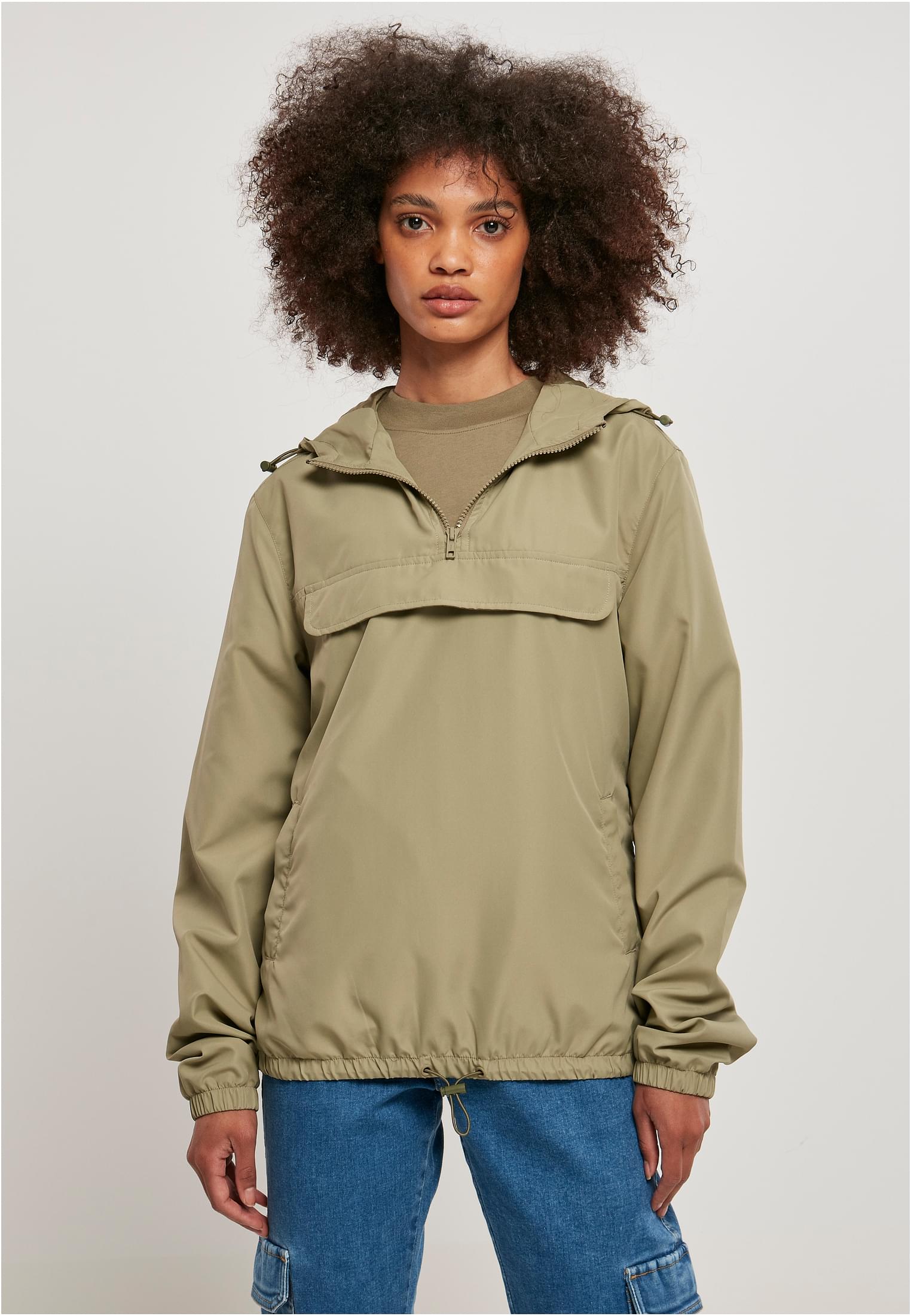 Ladies Recycled Basic Pull Over Jacket | khaki