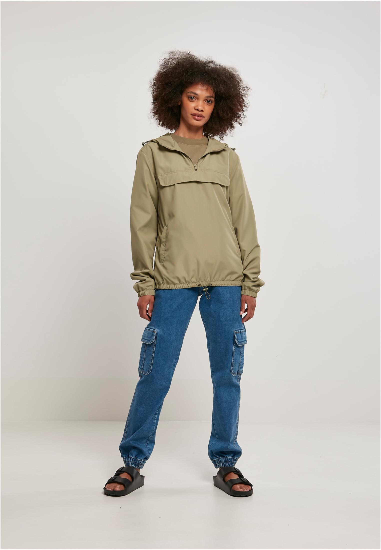 Ladies Recycled Basic Pull Over Jacket | khaki