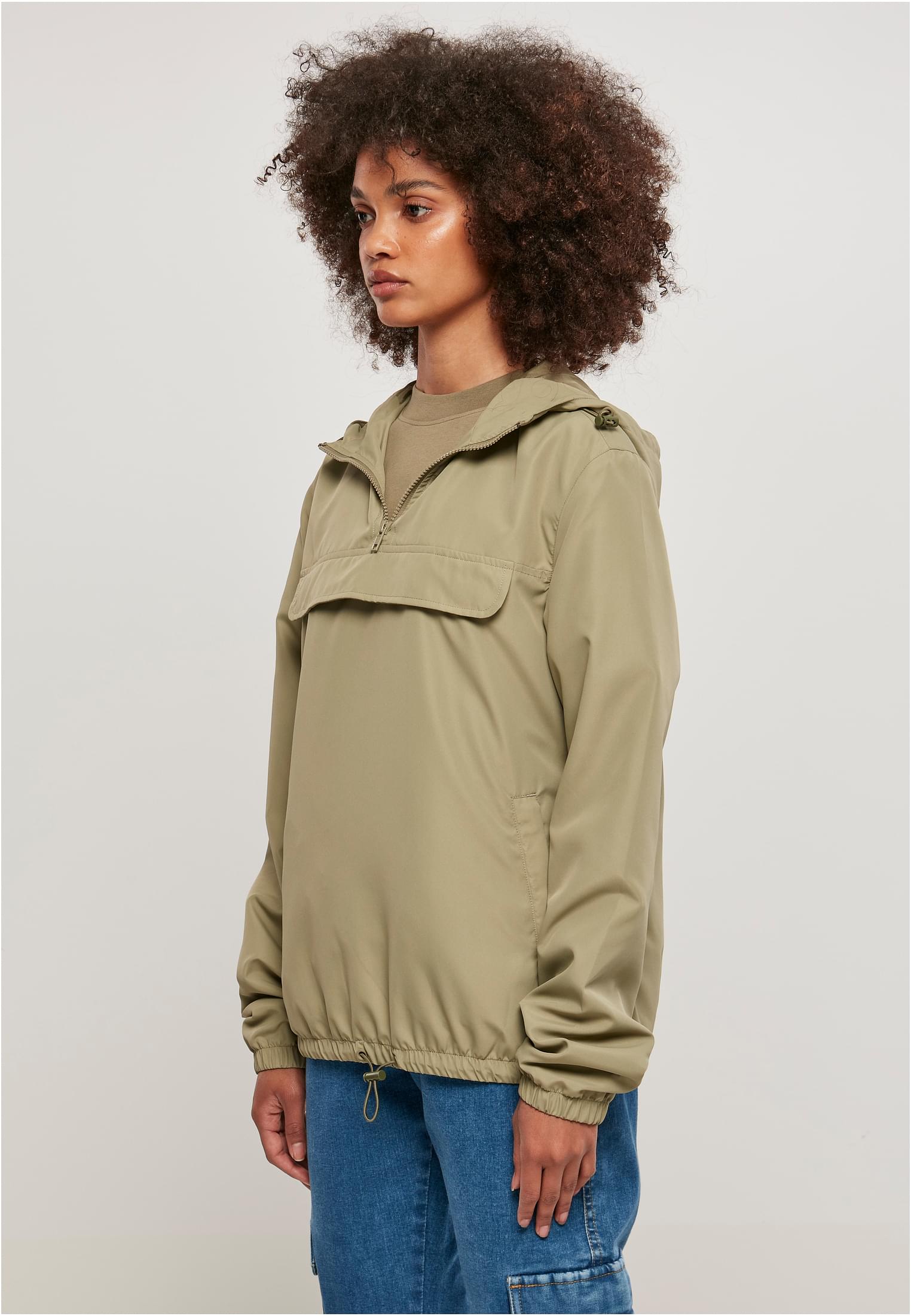 Ladies Recycled Basic Pull Over Jacket | khaki