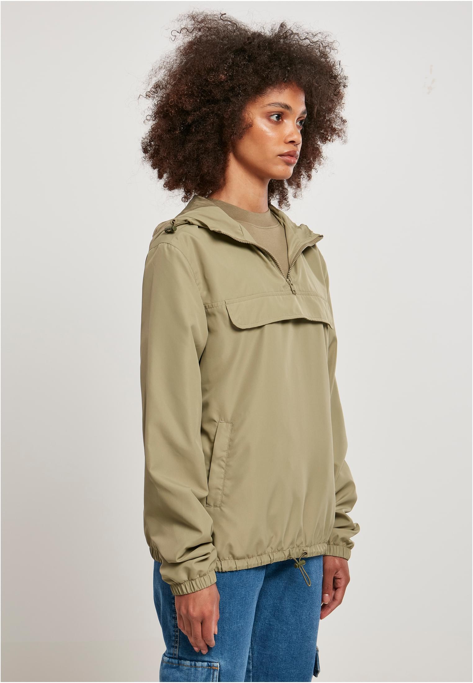 Ladies Recycled Basic Pull Over Jacket | khaki