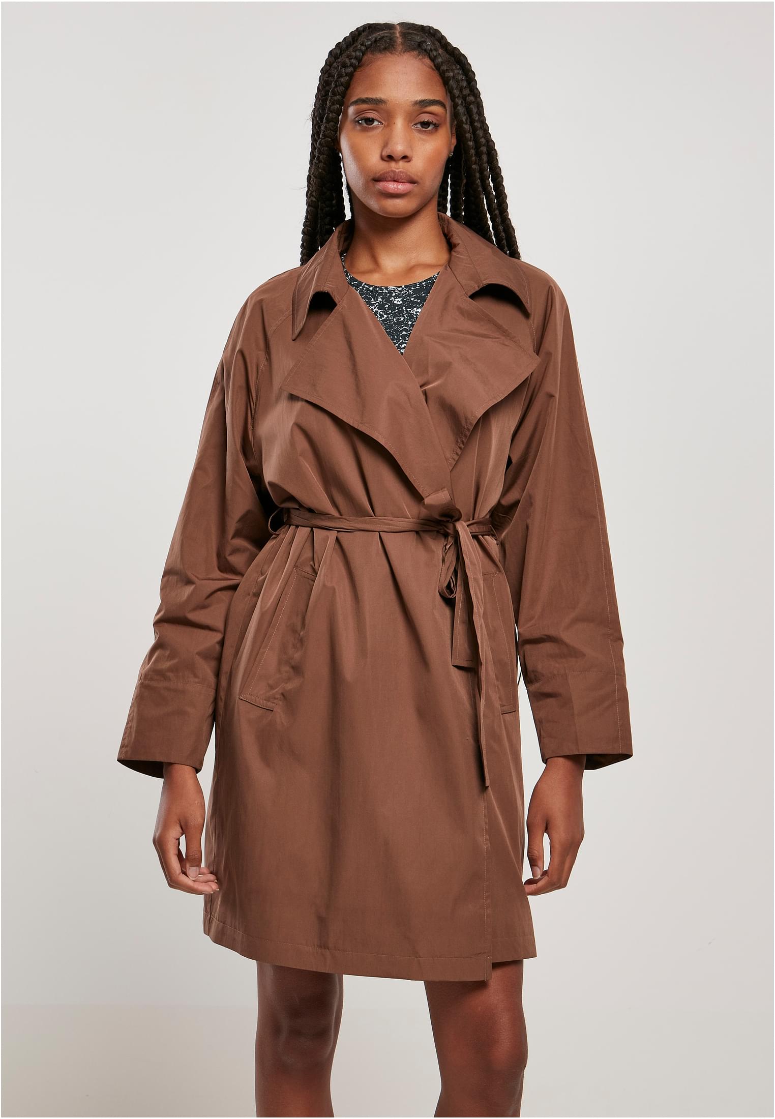 Ladies Crinkle Nylon Minimal Trench Coat | bark