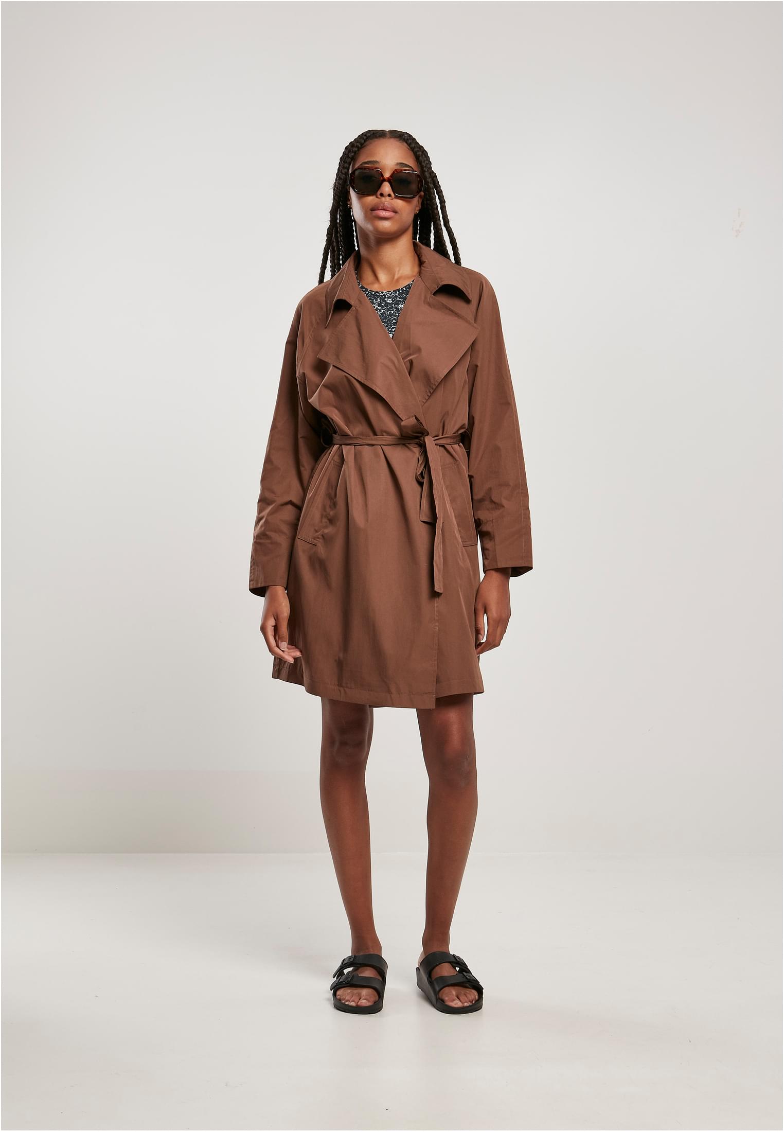 Ladies Crinkle Nylon Minimal Trench Coat | bark