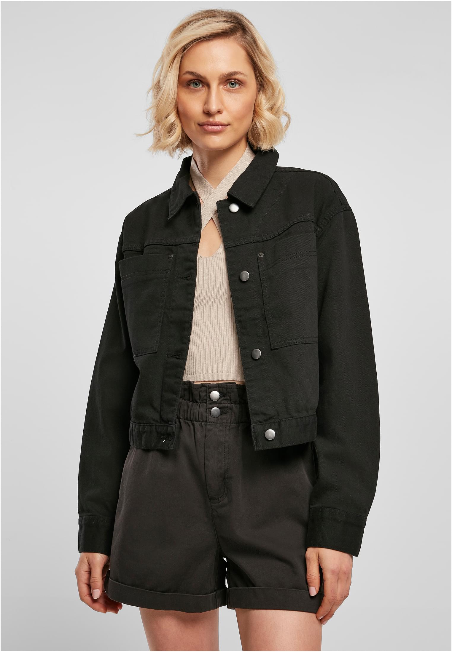 Ladies Short Boxy Worker Jacket | black