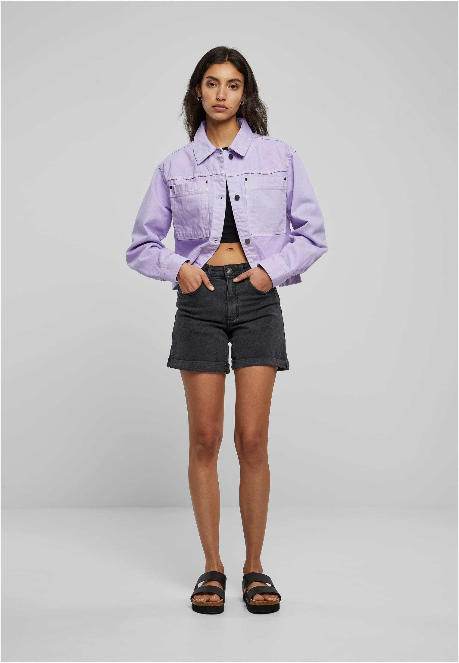 Ladies Short Boxy Worker Jacket | lilac