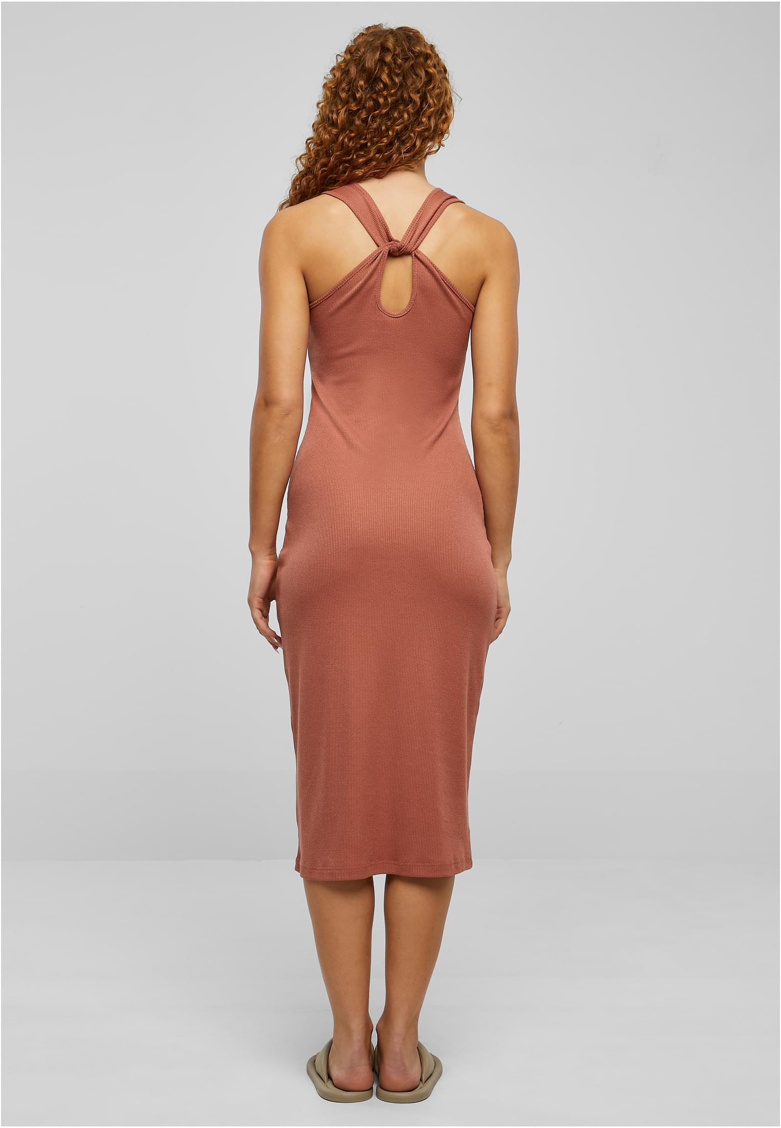 Ladies Midi Sleeveless Rib Dress | terracotta