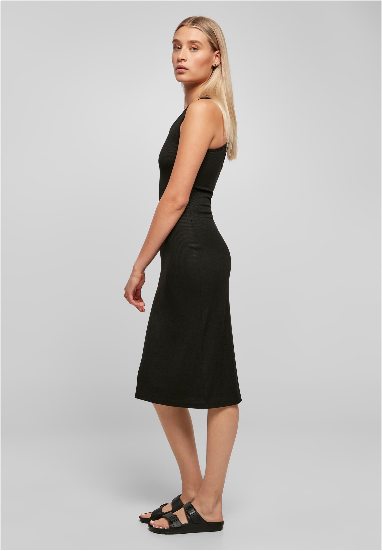 Ladies Midi Sleeveless Rib Dress | black