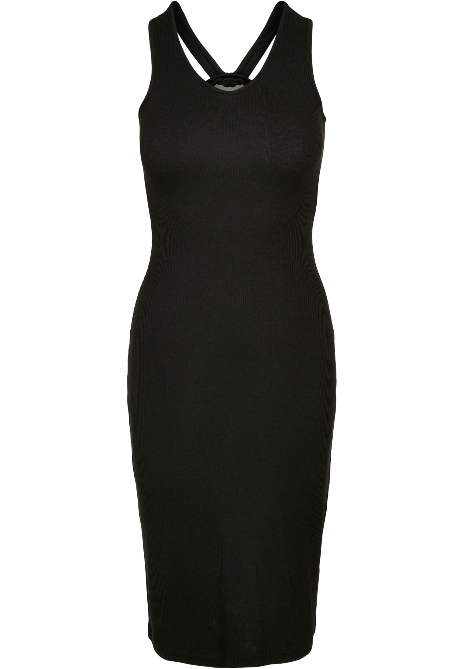 Ladies Midi Sleeveless Rib Dress | black