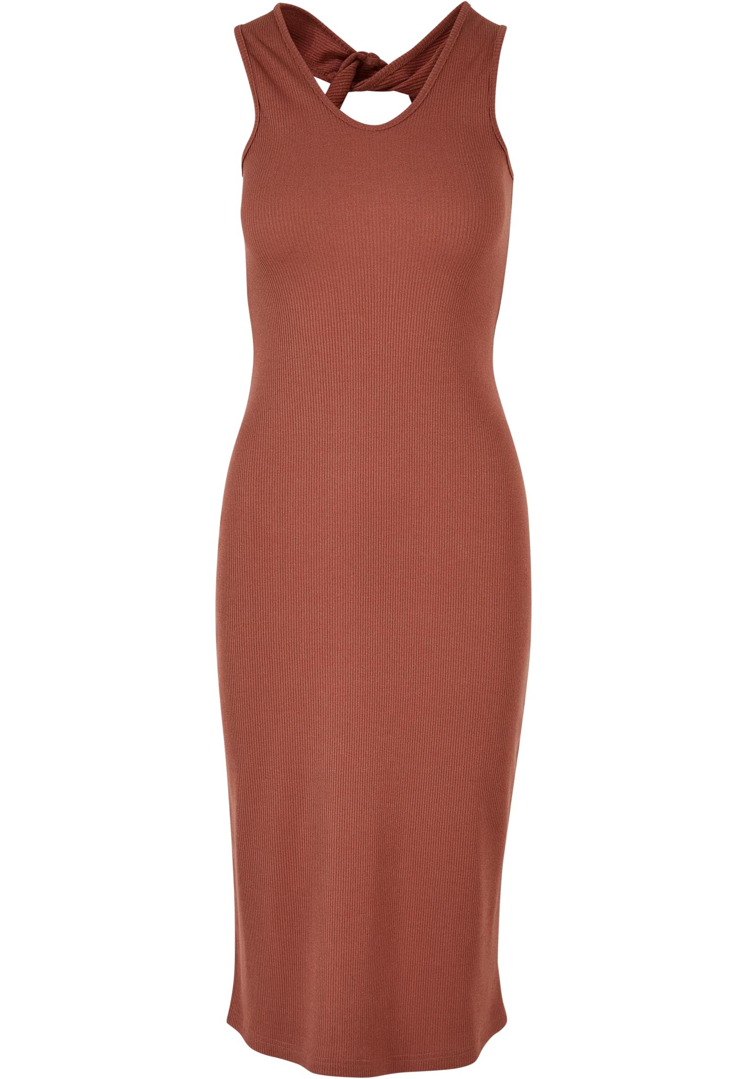 Ladies Midi Sleeveless Rib Dress | terracotta