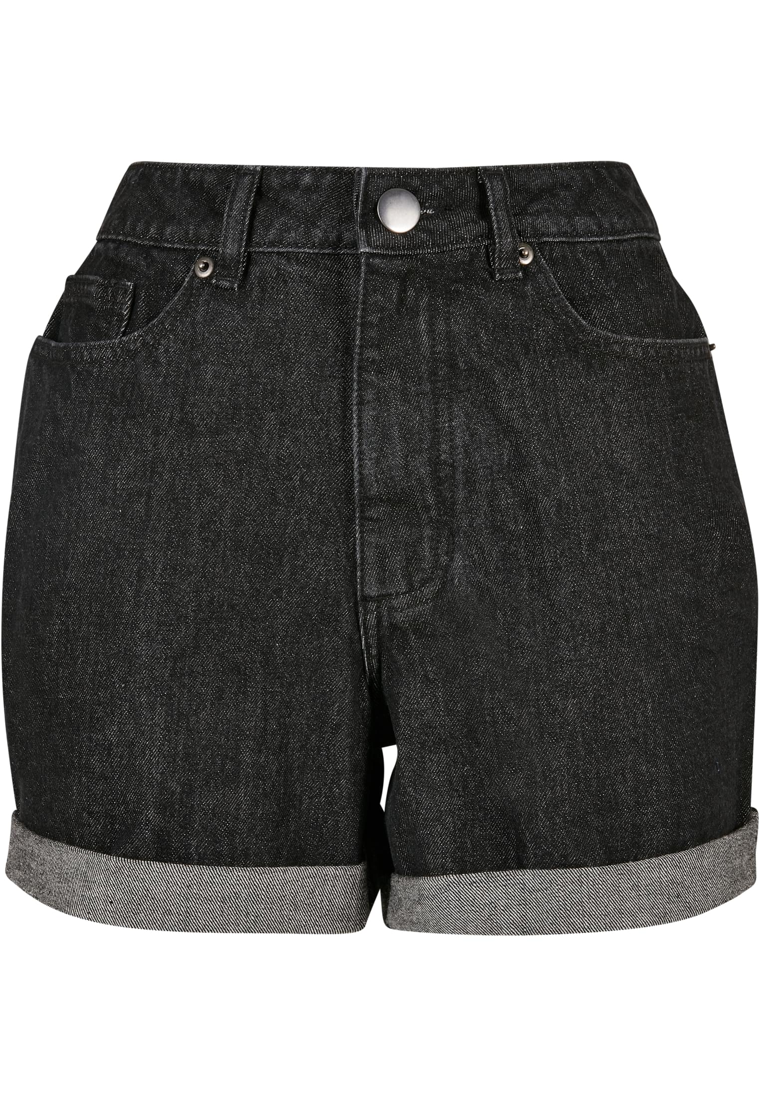 Ladies High Waist Boyfriend Shorts | black washed