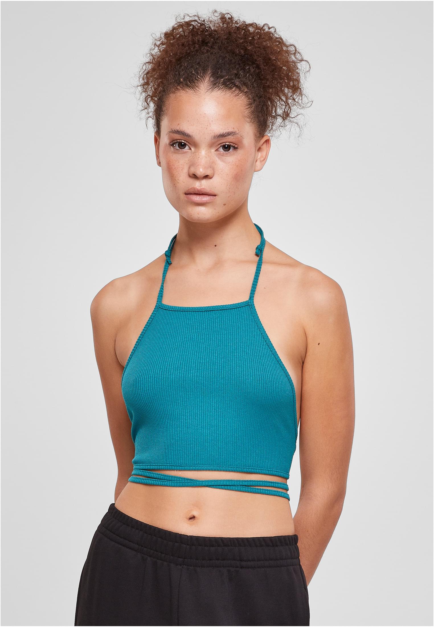 Ladies Rib Trapeze Cropped Top | watergreen