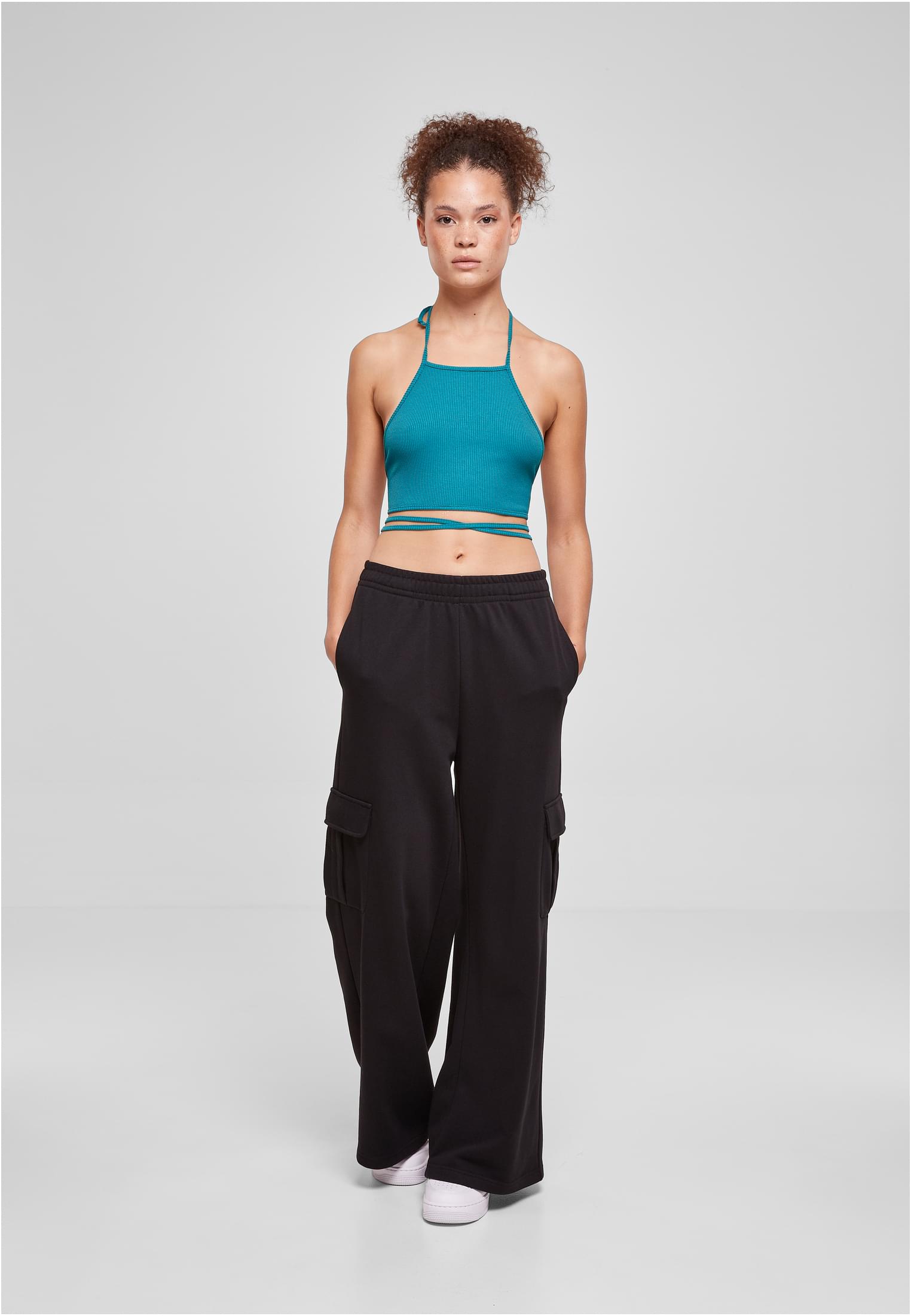 Ladies Rib Trapeze Cropped Top | watergreen