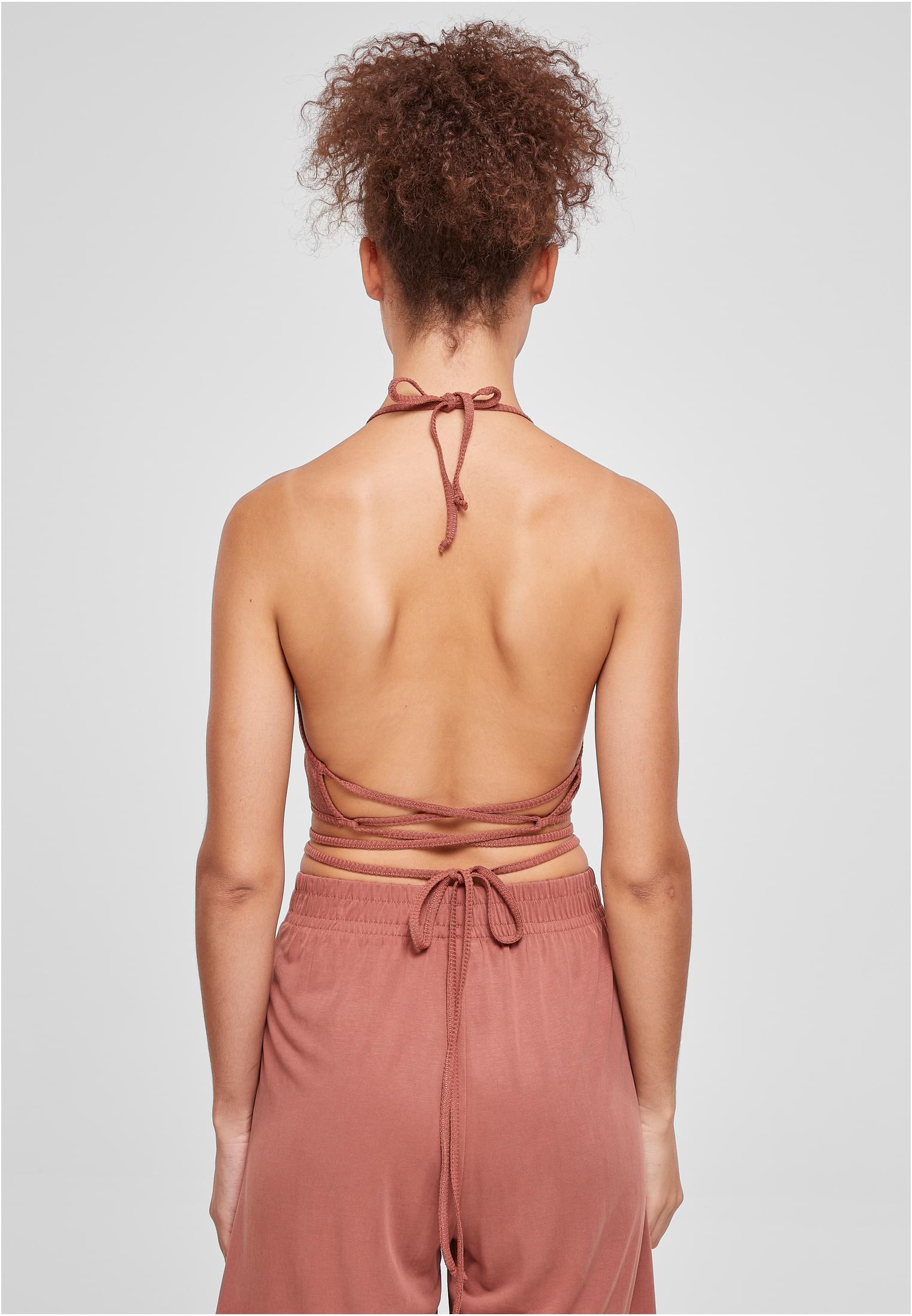 Ladies Rib Trapeze Cropped Top | terracotta