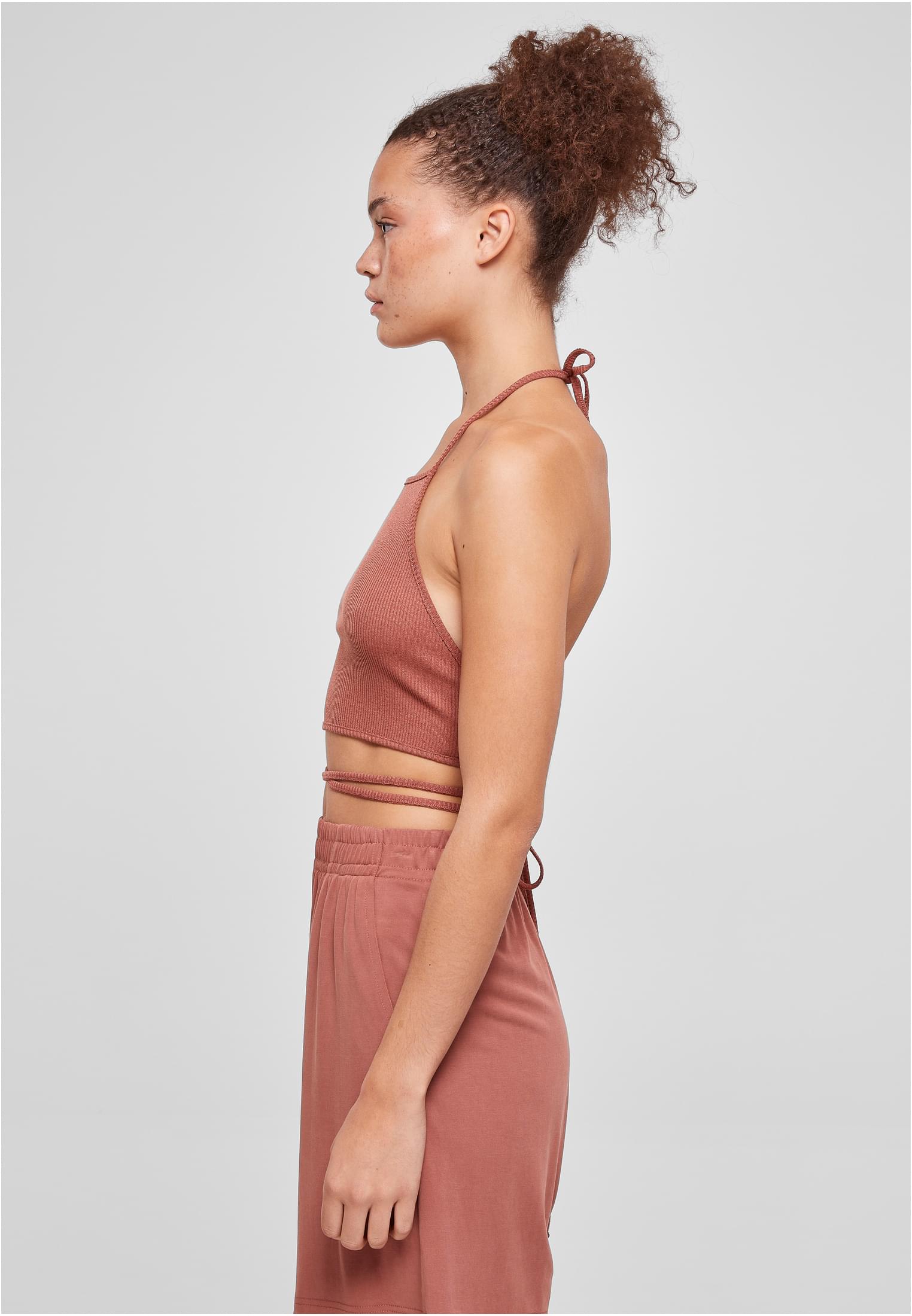 Ladies Rib Trapeze Cropped Top | terracotta