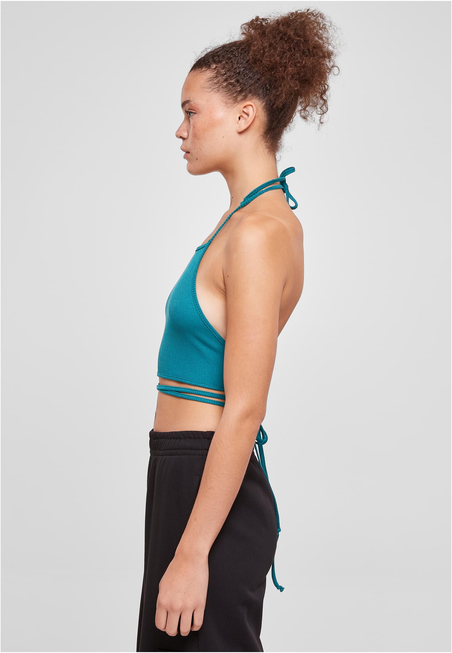 Ladies Rib Trapeze Cropped Top | watergreen