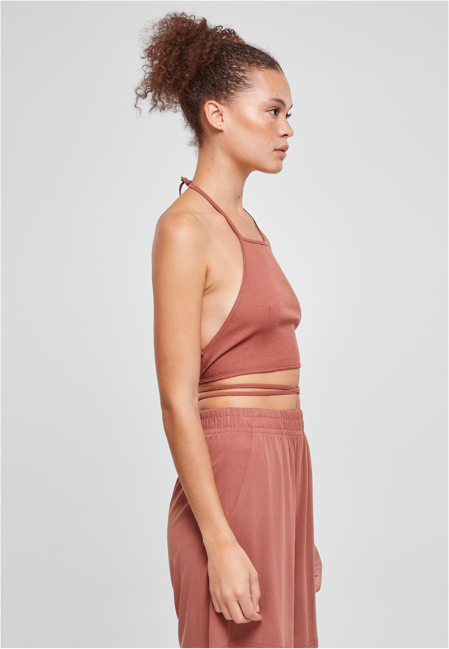 Ladies Rib Trapeze Cropped Top | terracotta