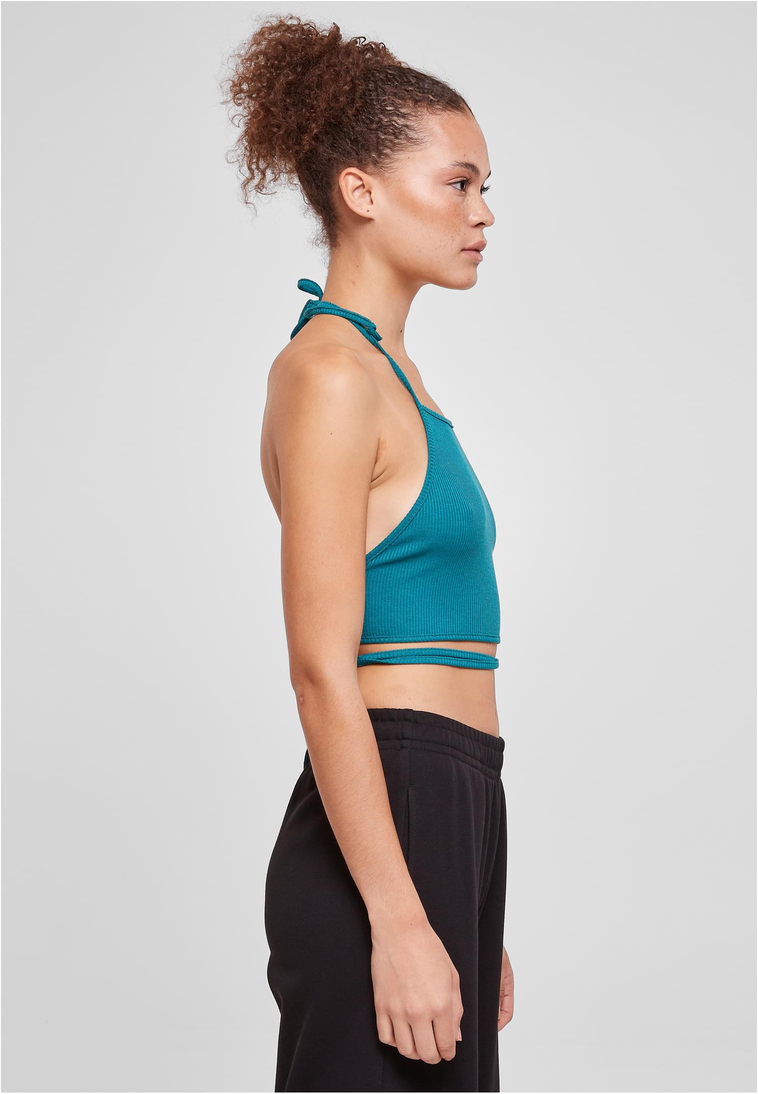 Ladies Rib Trapeze Cropped Top | watergreen