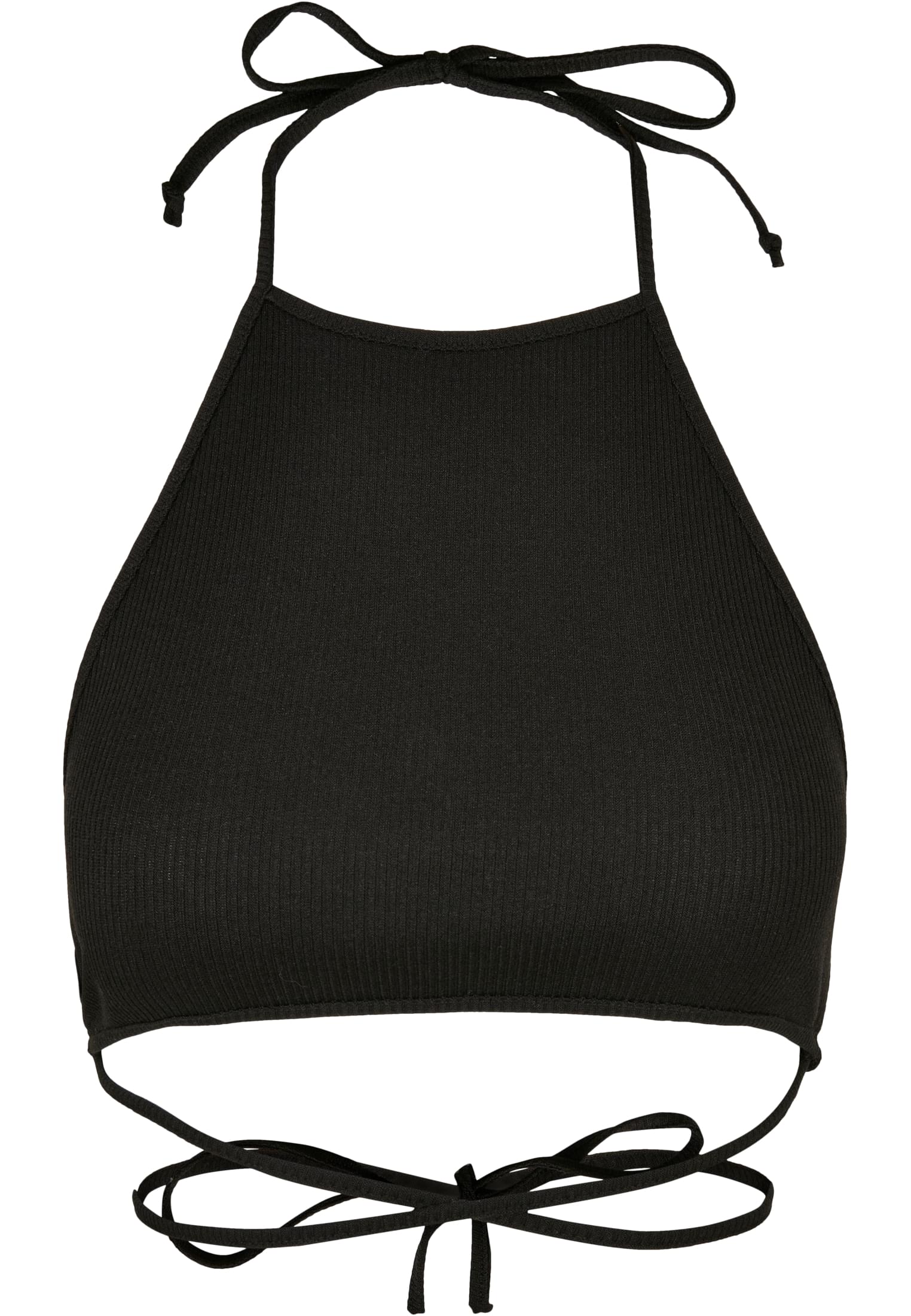 Ladies Rib Trapeze Cropped Top | black