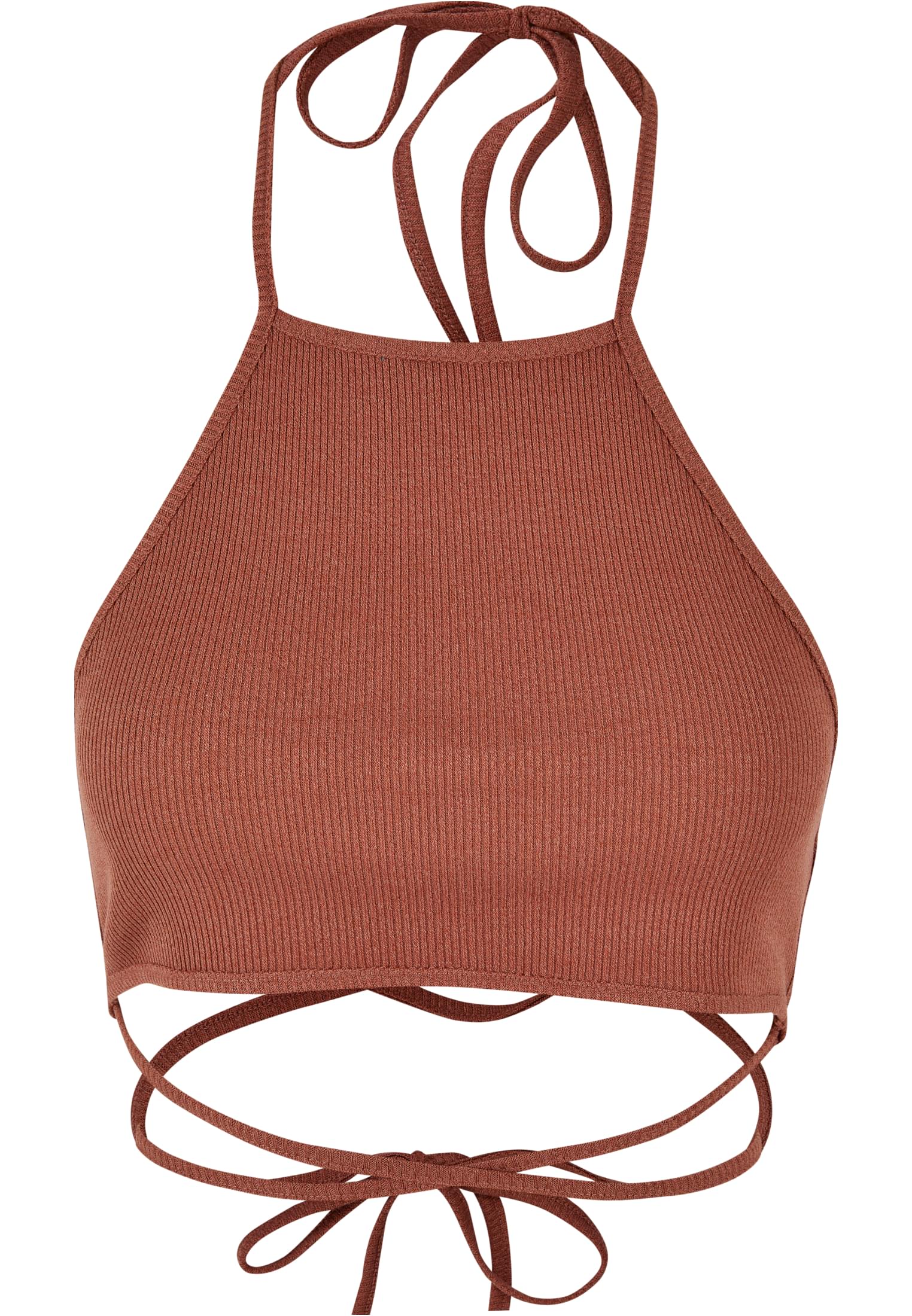 Ladies Rib Trapeze Cropped Top | terracotta