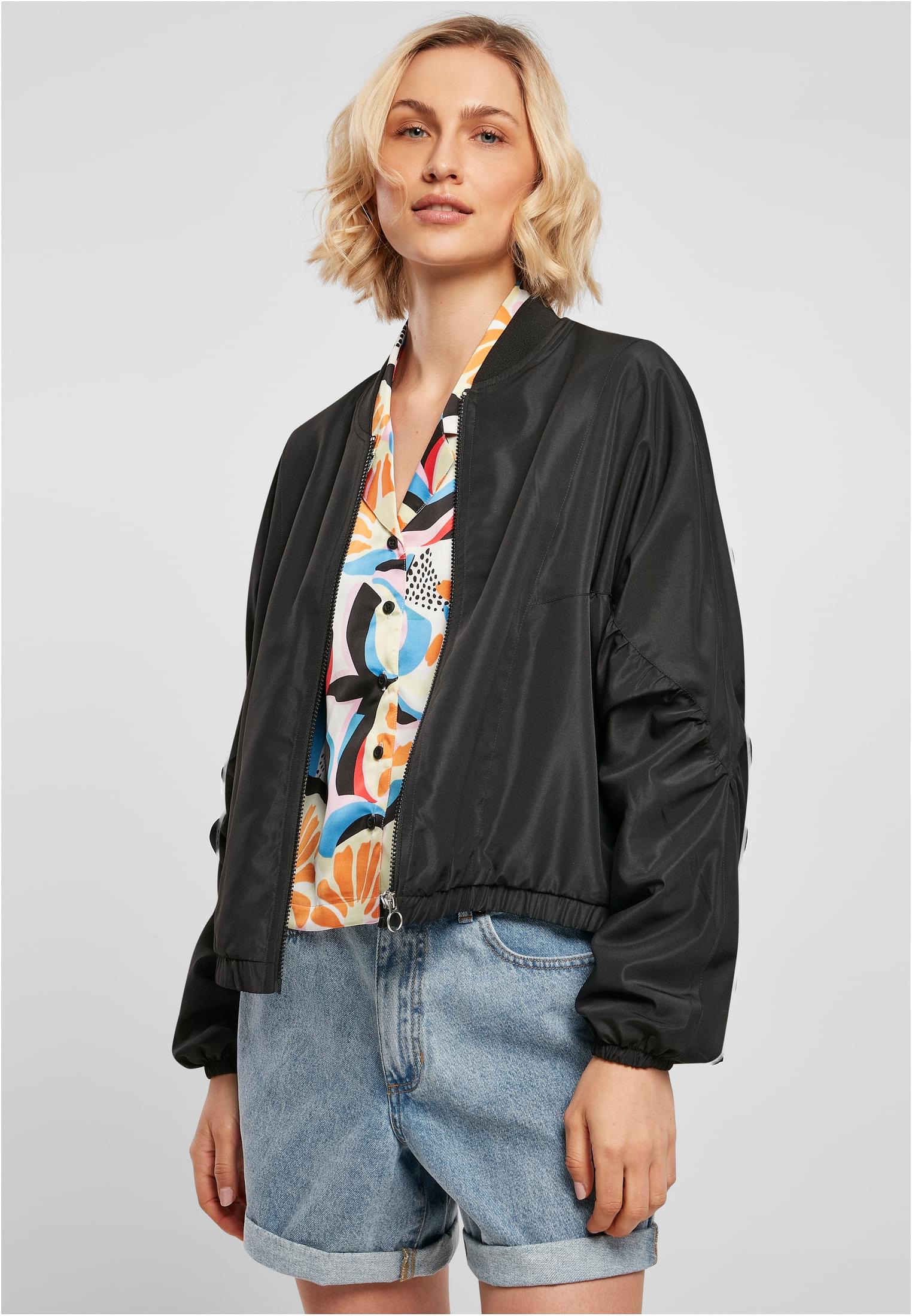 Ladies Recycled Batwing Bomber Jacket | black