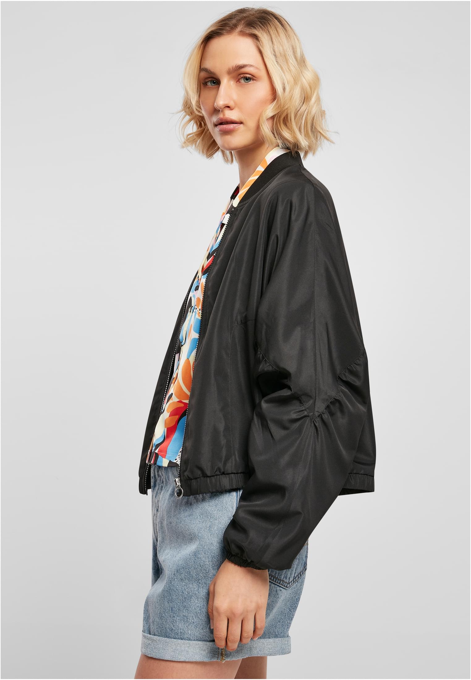 Ladies Recycled Batwing Bomber Jacket | black