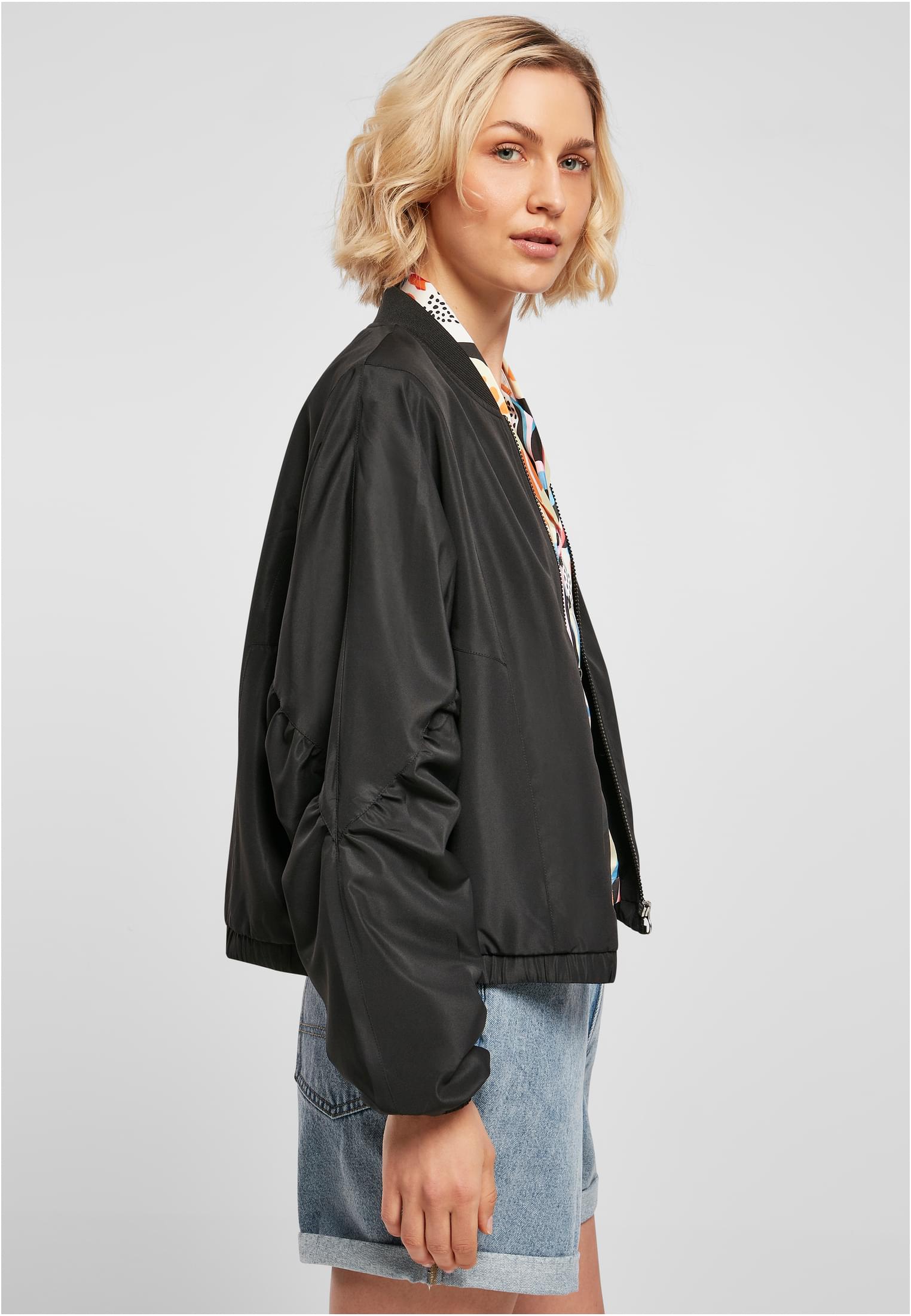 Ladies Recycled Batwing Bomber Jacket | black