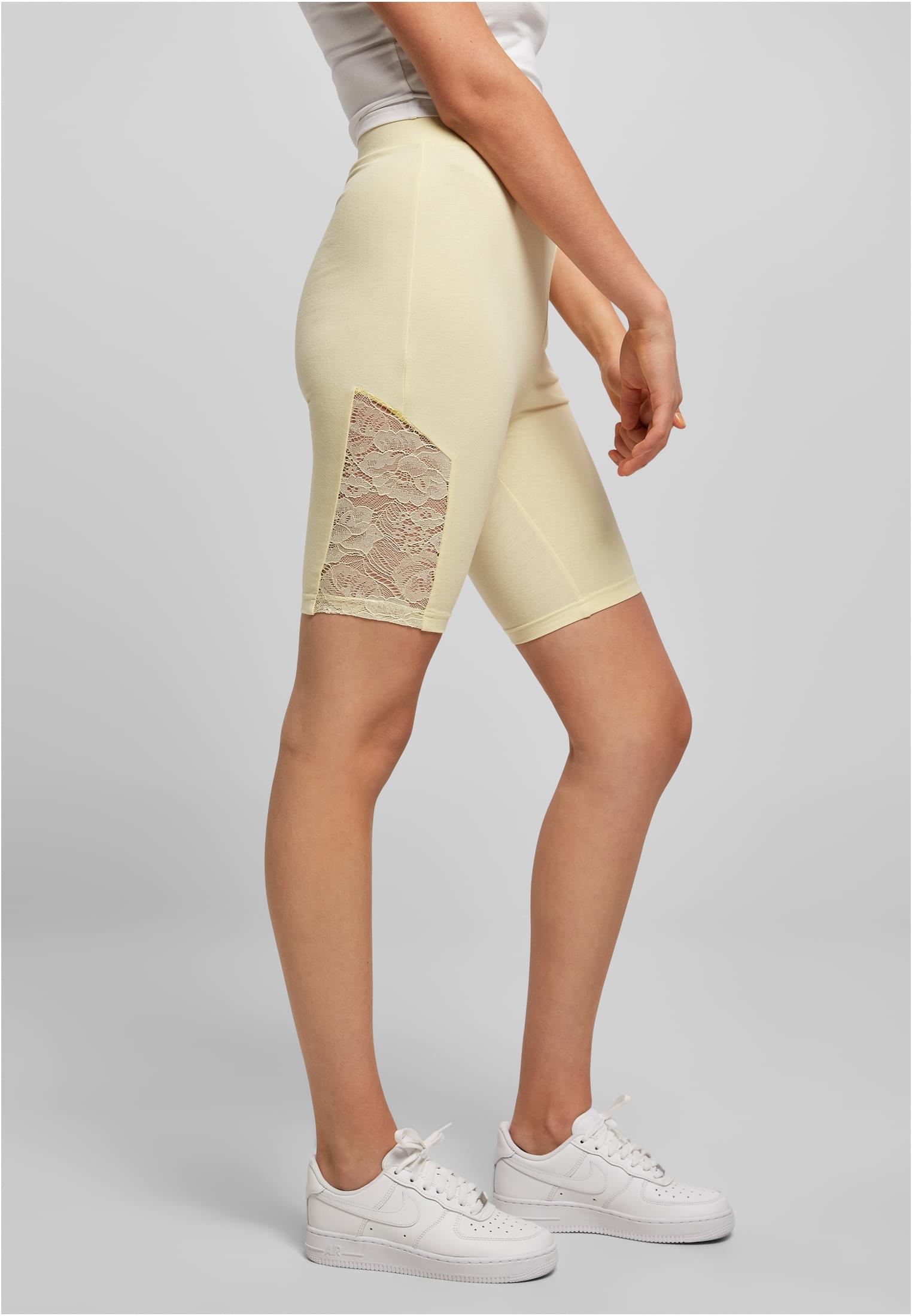 Ladies High Waist Lace Inset Cycle Shorts | softyellow