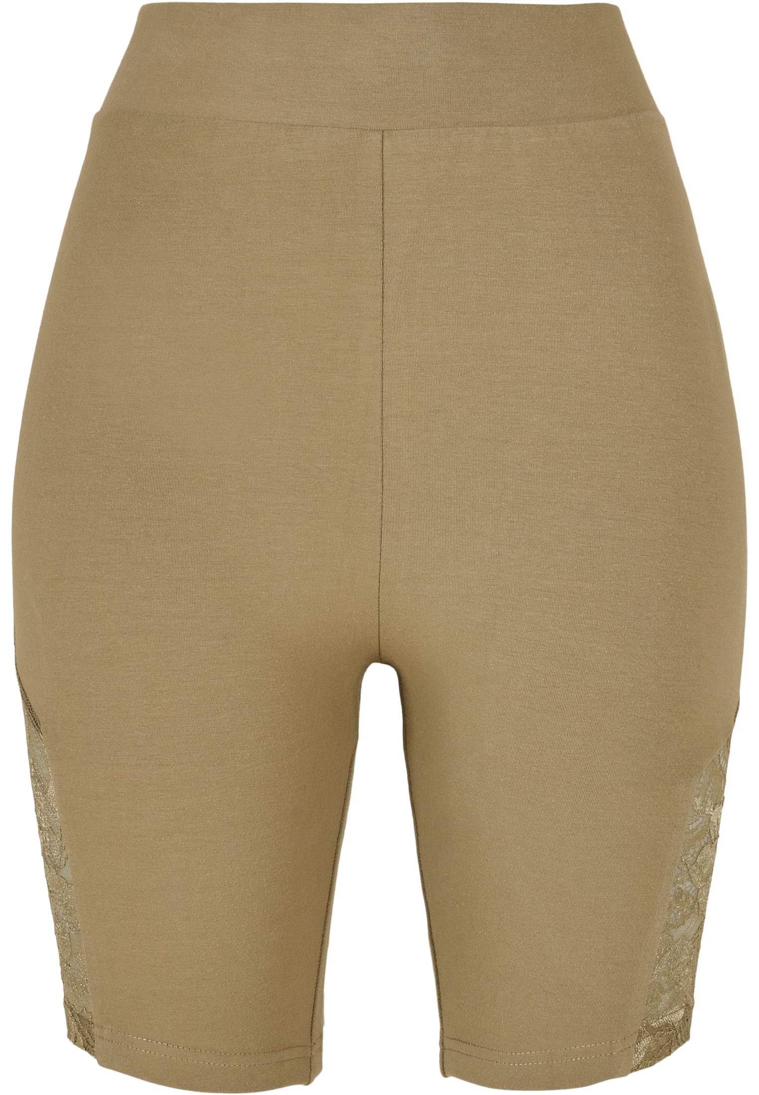 Ladies High Waist Lace Inset Cycle Shorts | khaki