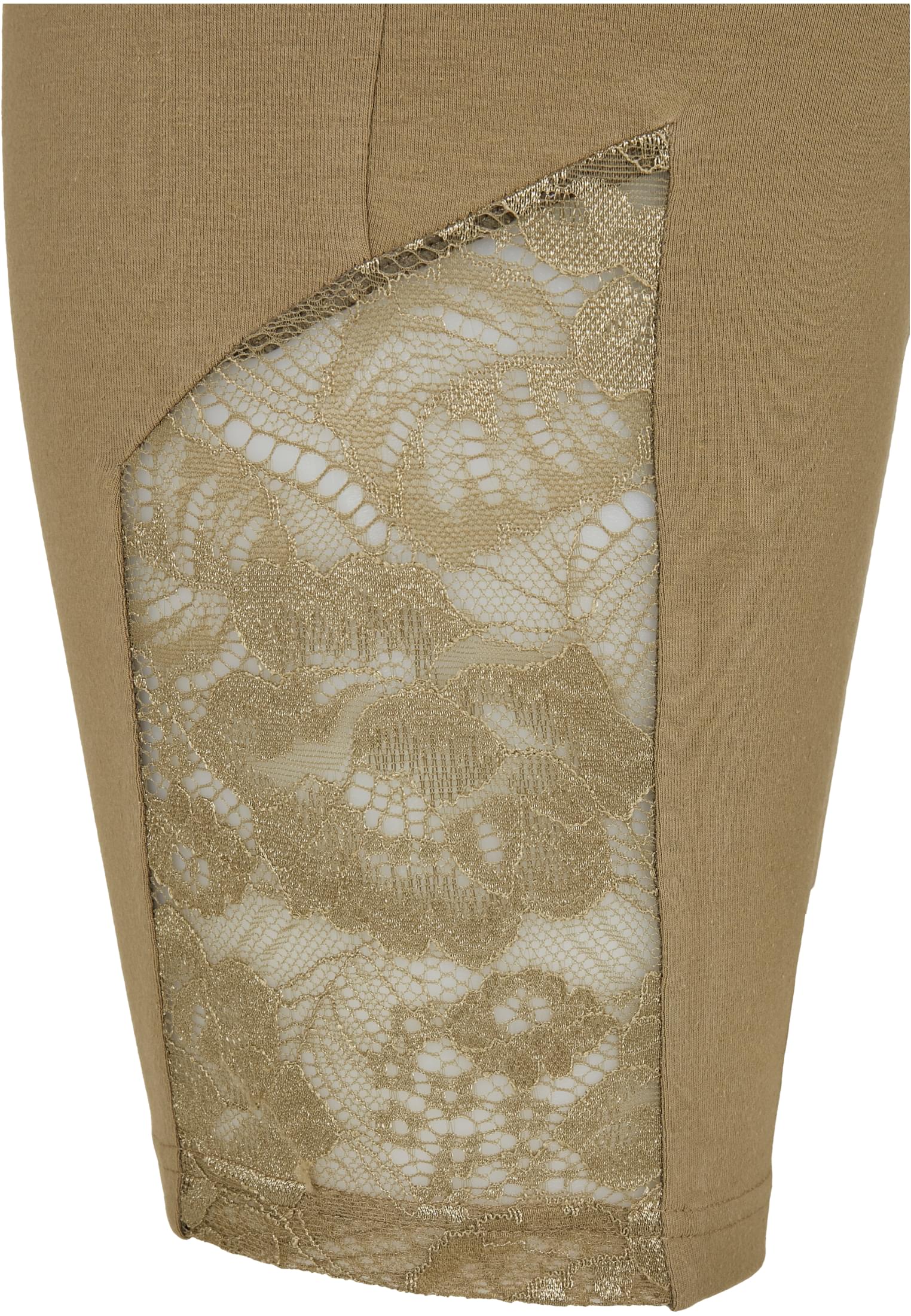 Ladies High Waist Lace Inset Cycle Shorts | khaki