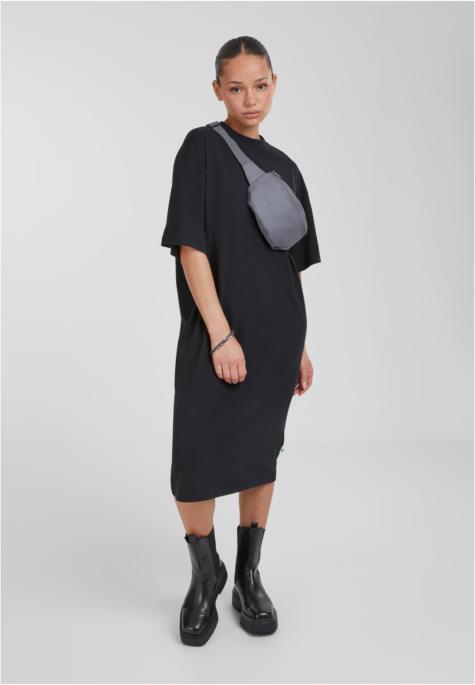 Ladies Organic Long Oversized Tee Dress | black