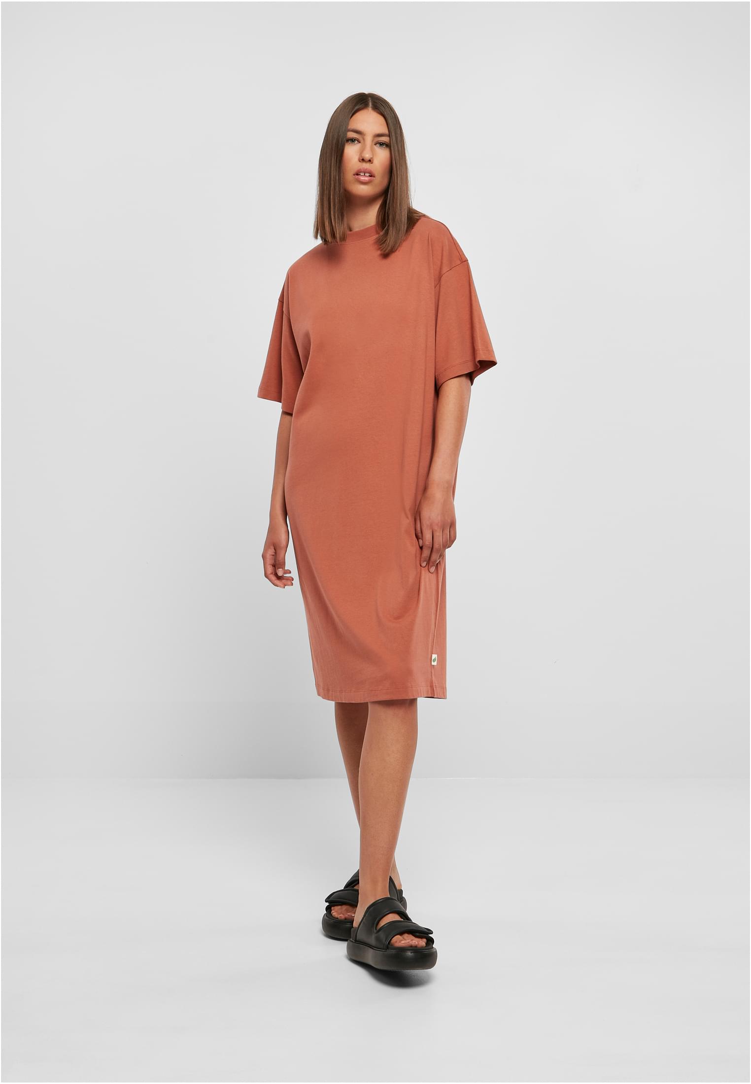 Ladies Organic Long Oversized Tee Dress | terracotta