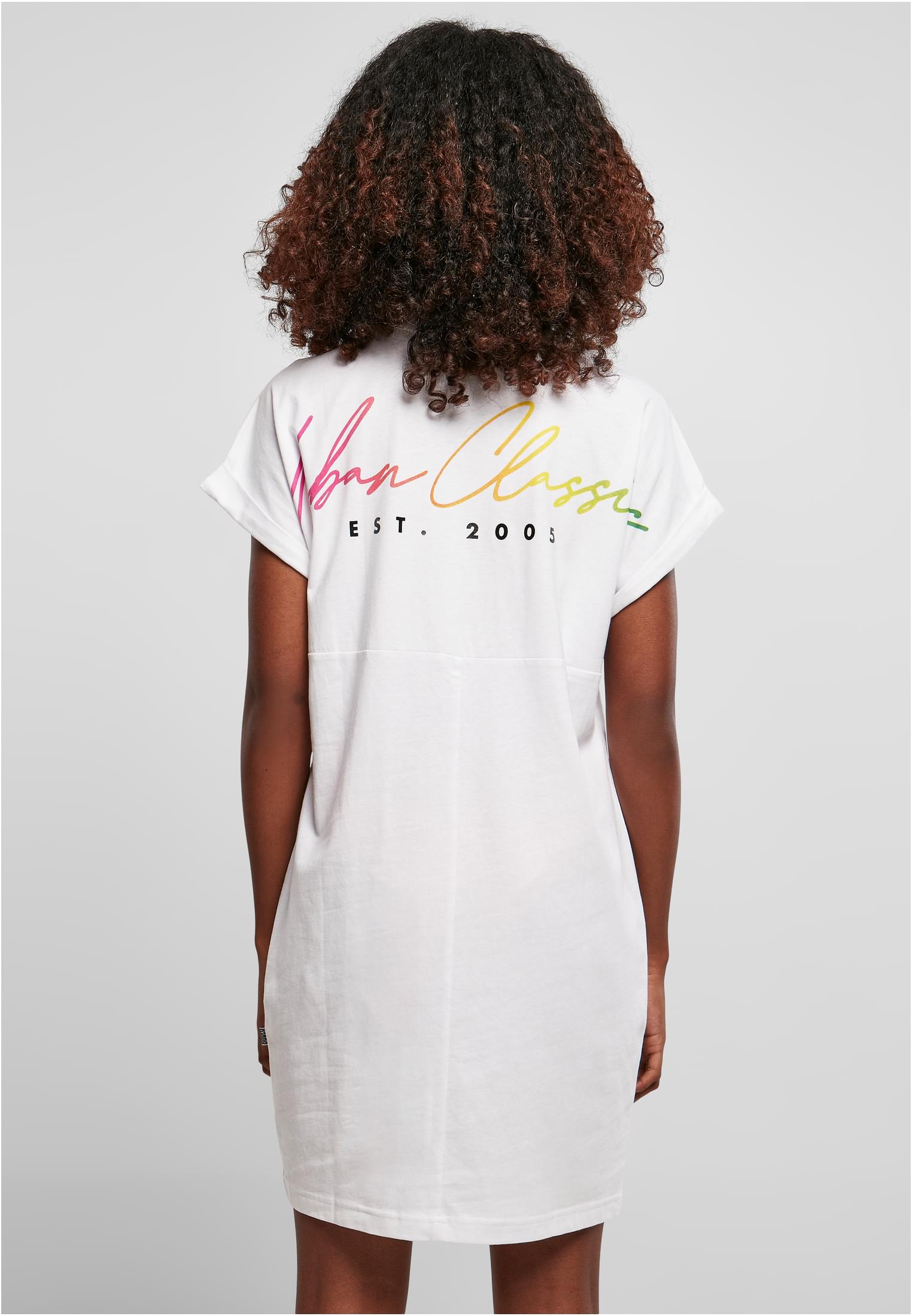 Ladies Rainbow Tee Dress | white