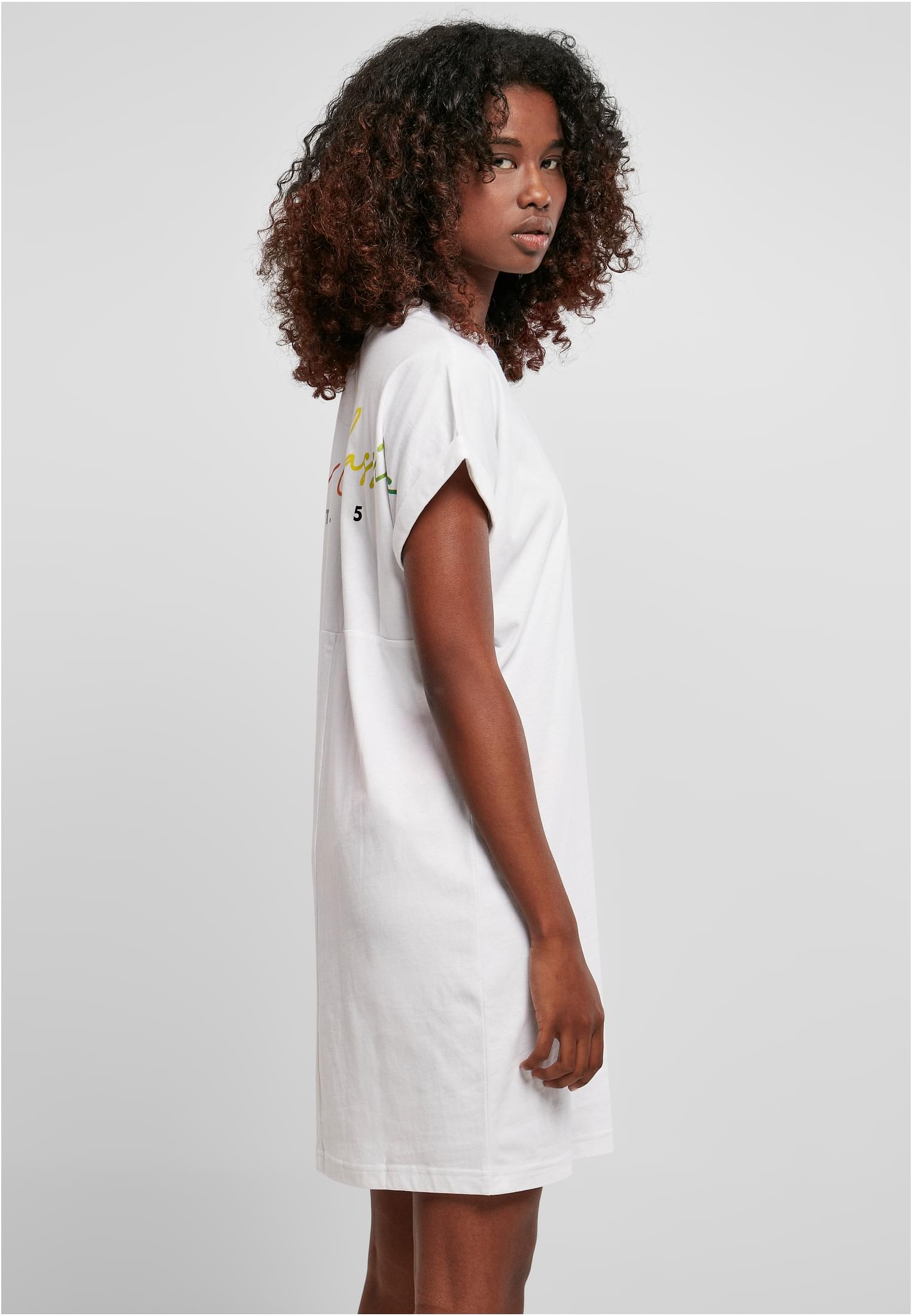 Ladies Rainbow Tee Dress | white