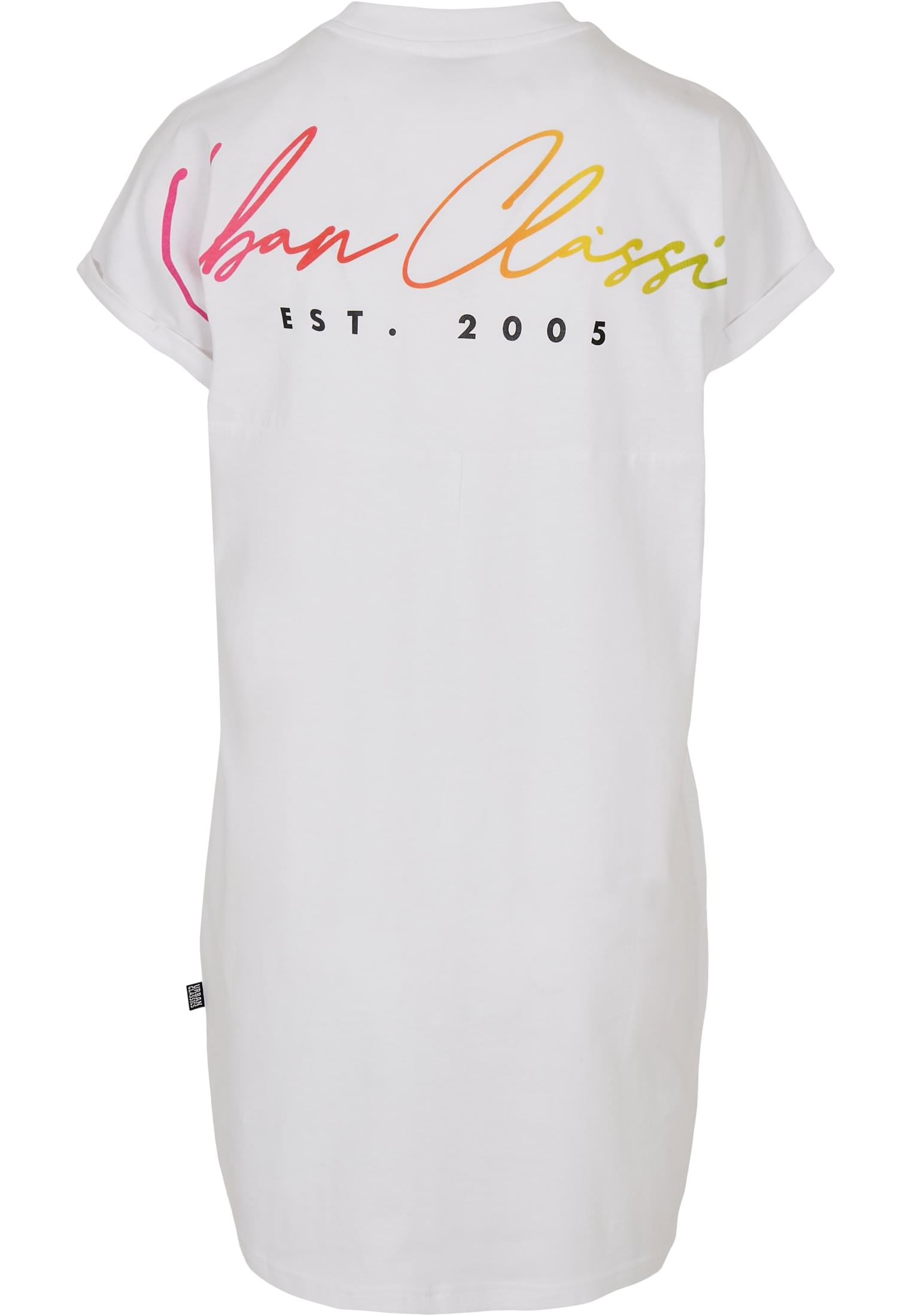 Ladies Rainbow Tee Dress | white