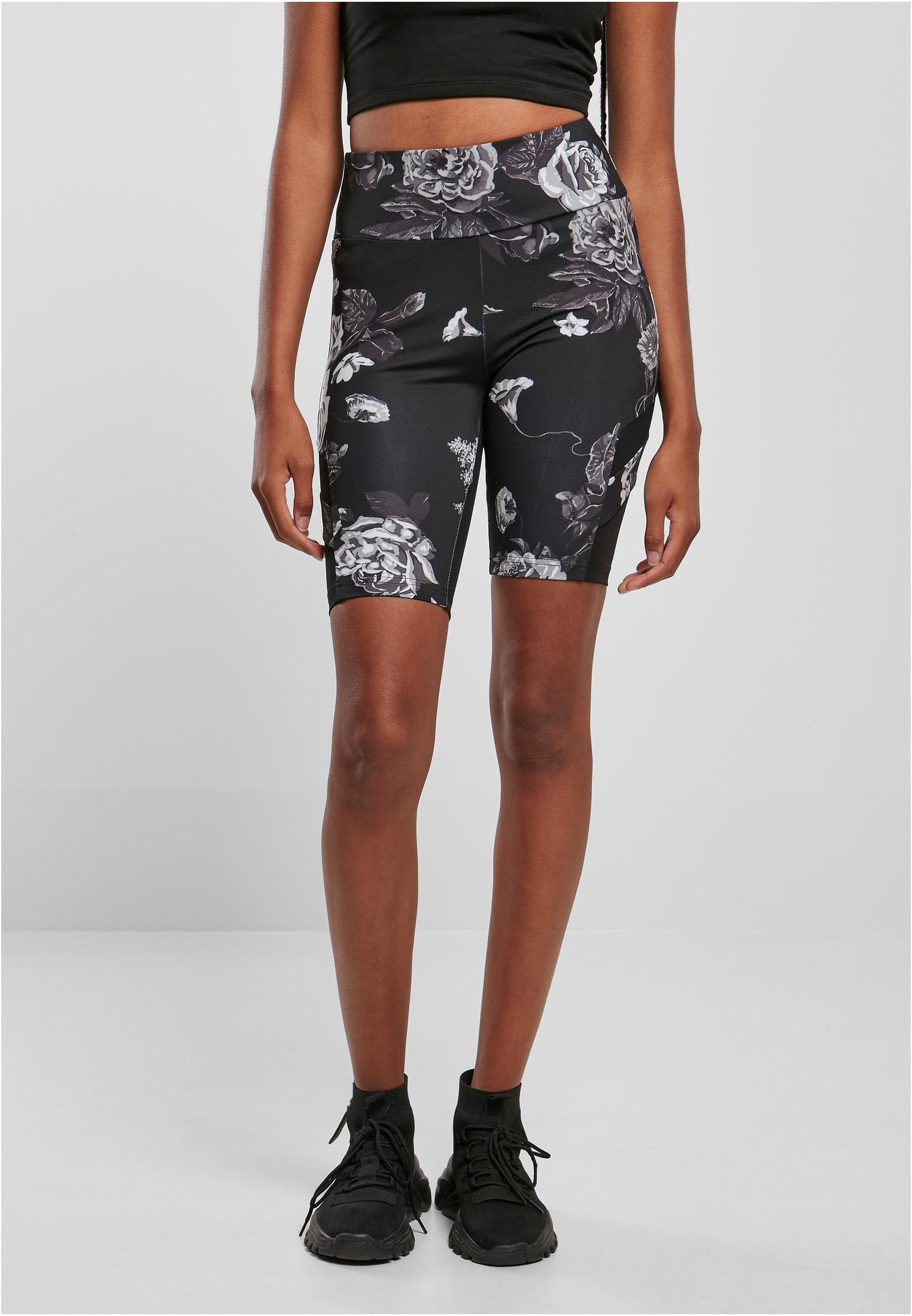 Ladies High Waist Tech Mesh AOP Cycle Shorts | darkflower