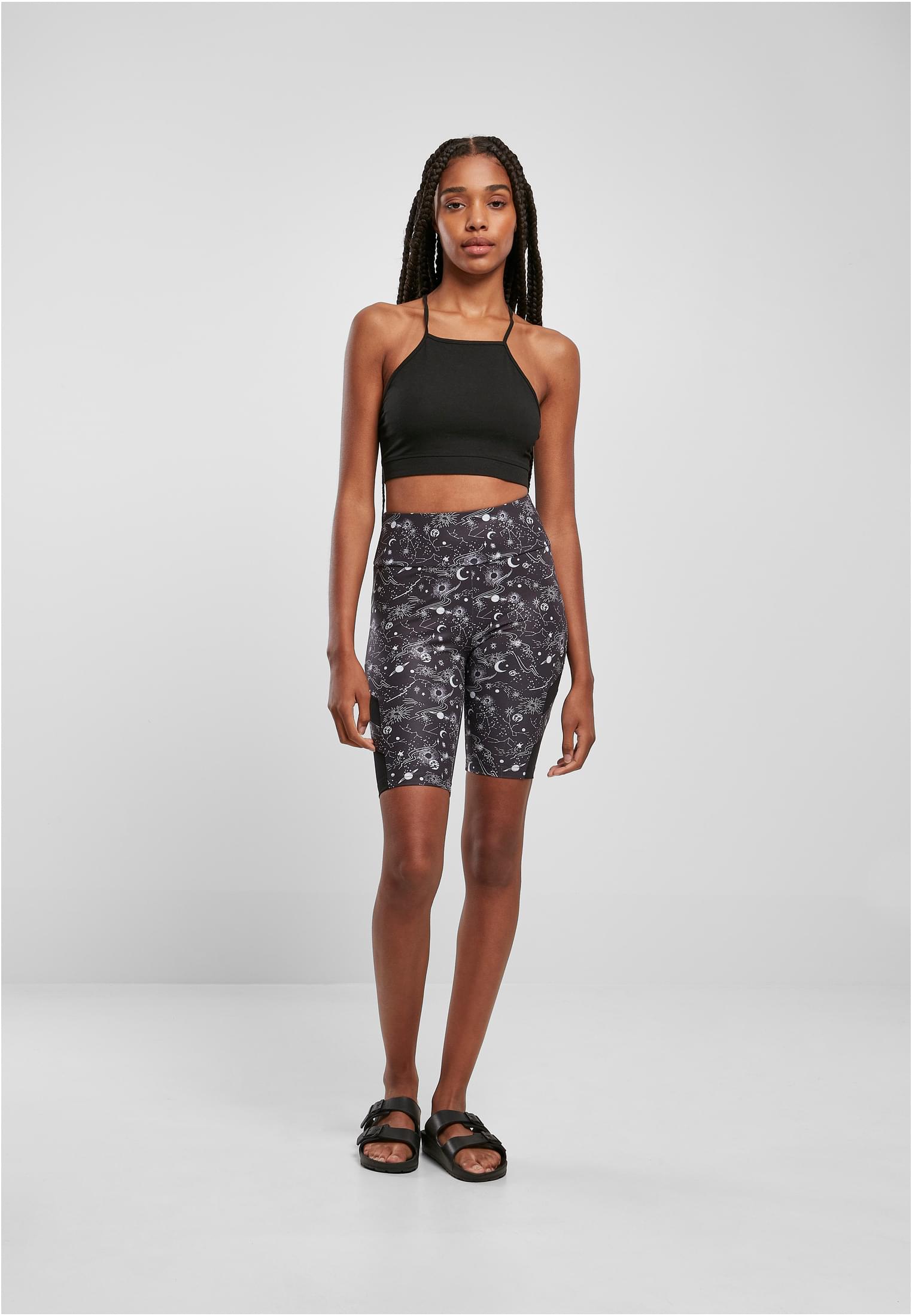 Ladies High Waist Tech Mesh AOP Cycle Shorts | blackuniverse