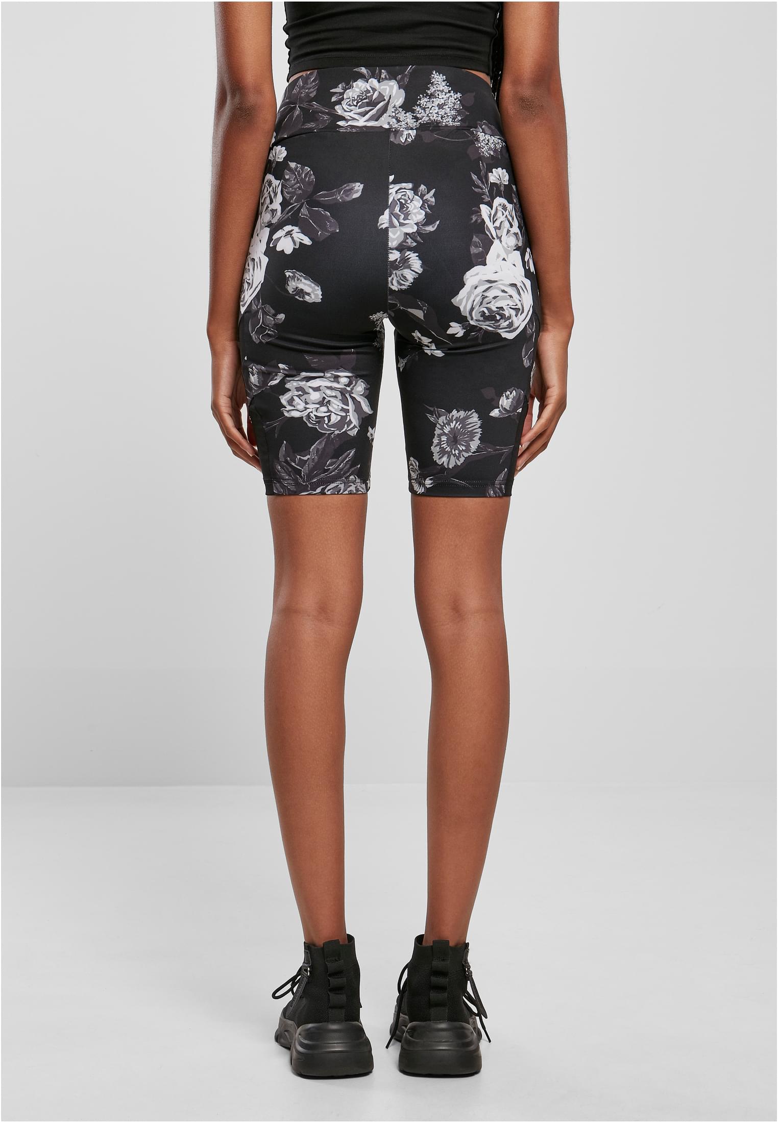 Ladies High Waist Tech Mesh AOP Cycle Shorts | darkflower