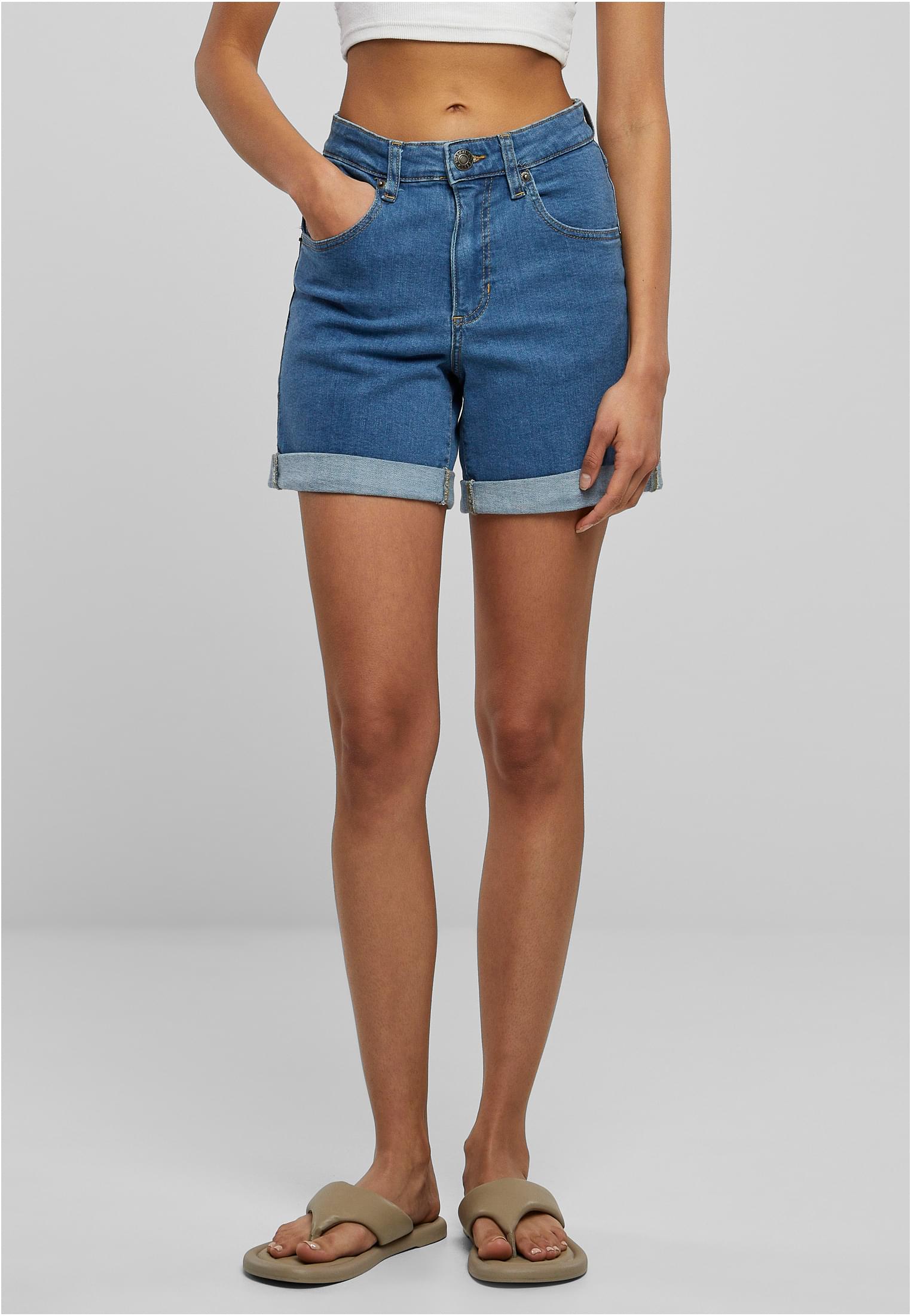 Ladies Organic Stretch Denim 5 Pocket Shorts | clearblue washed