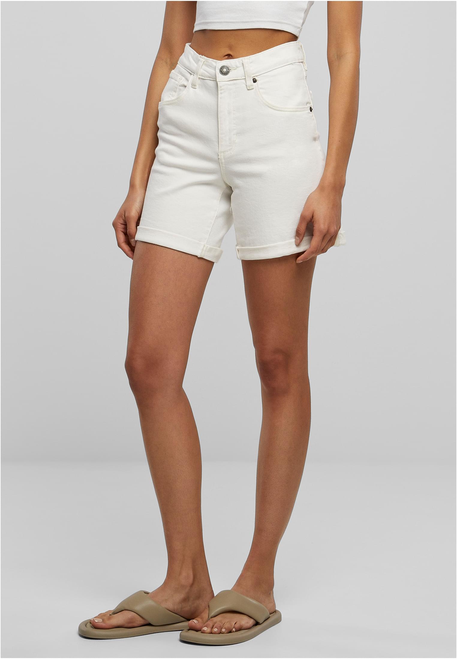 Ladies Organic Stretch Denim 5 Pocket Shorts | offwhite raw