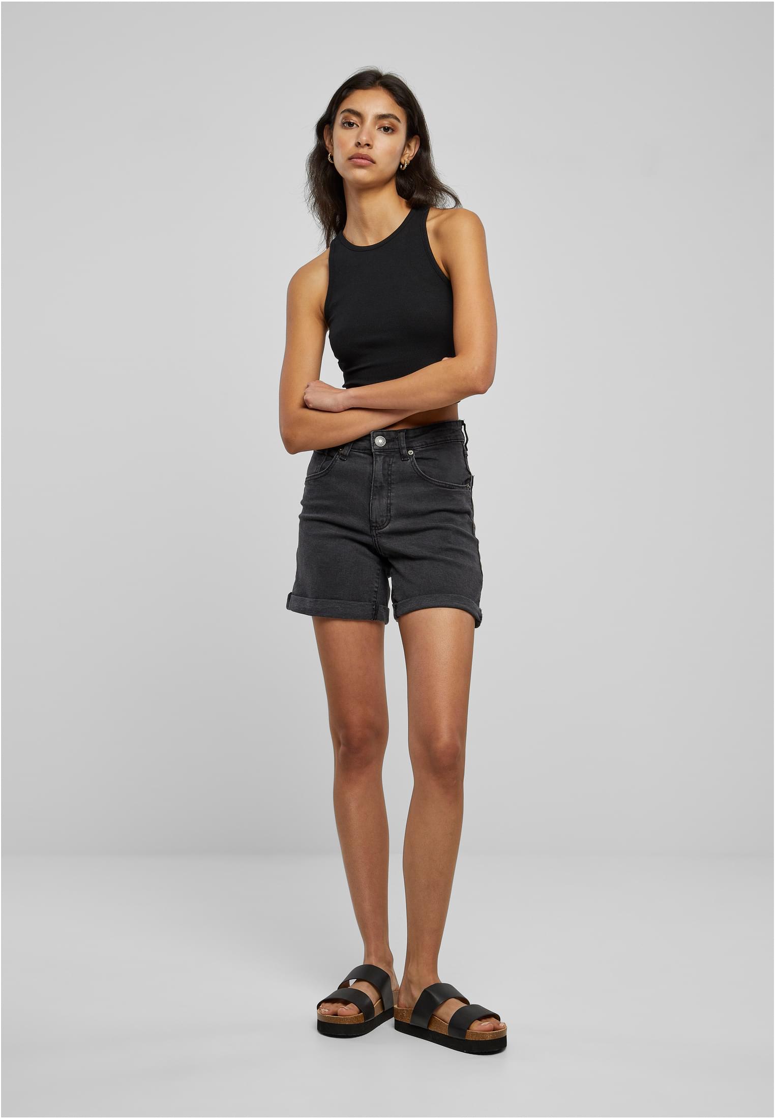 Ladies Organic Stretch Denim 5 Pocket Shorts | black washed