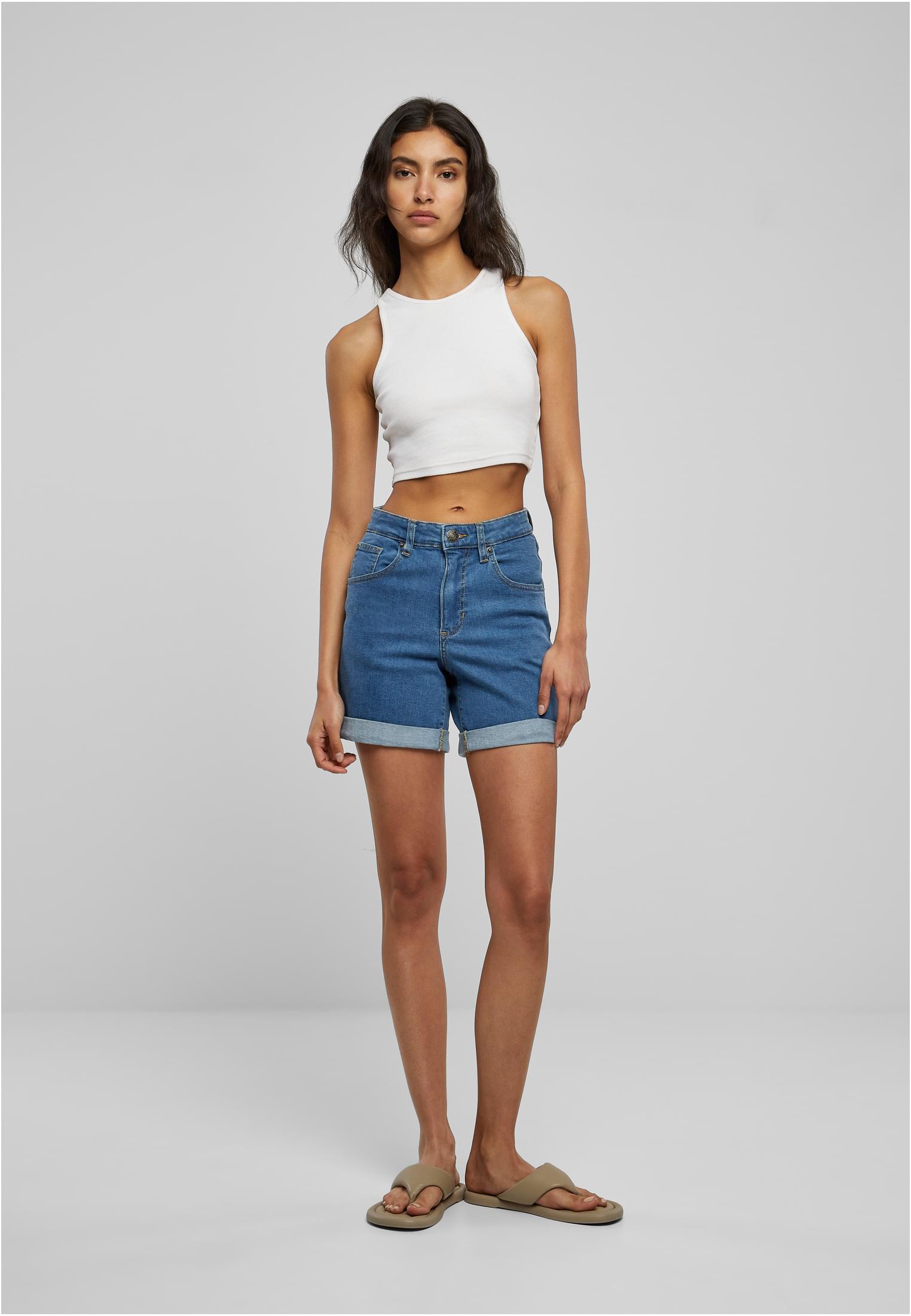 Ladies Organic Stretch Denim 5 Pocket Shorts | clearblue washed