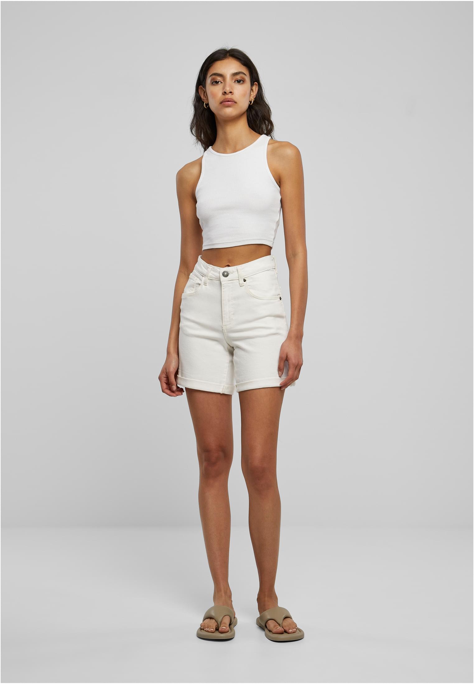 Ladies Organic Stretch Denim 5 Pocket Shorts | offwhite raw