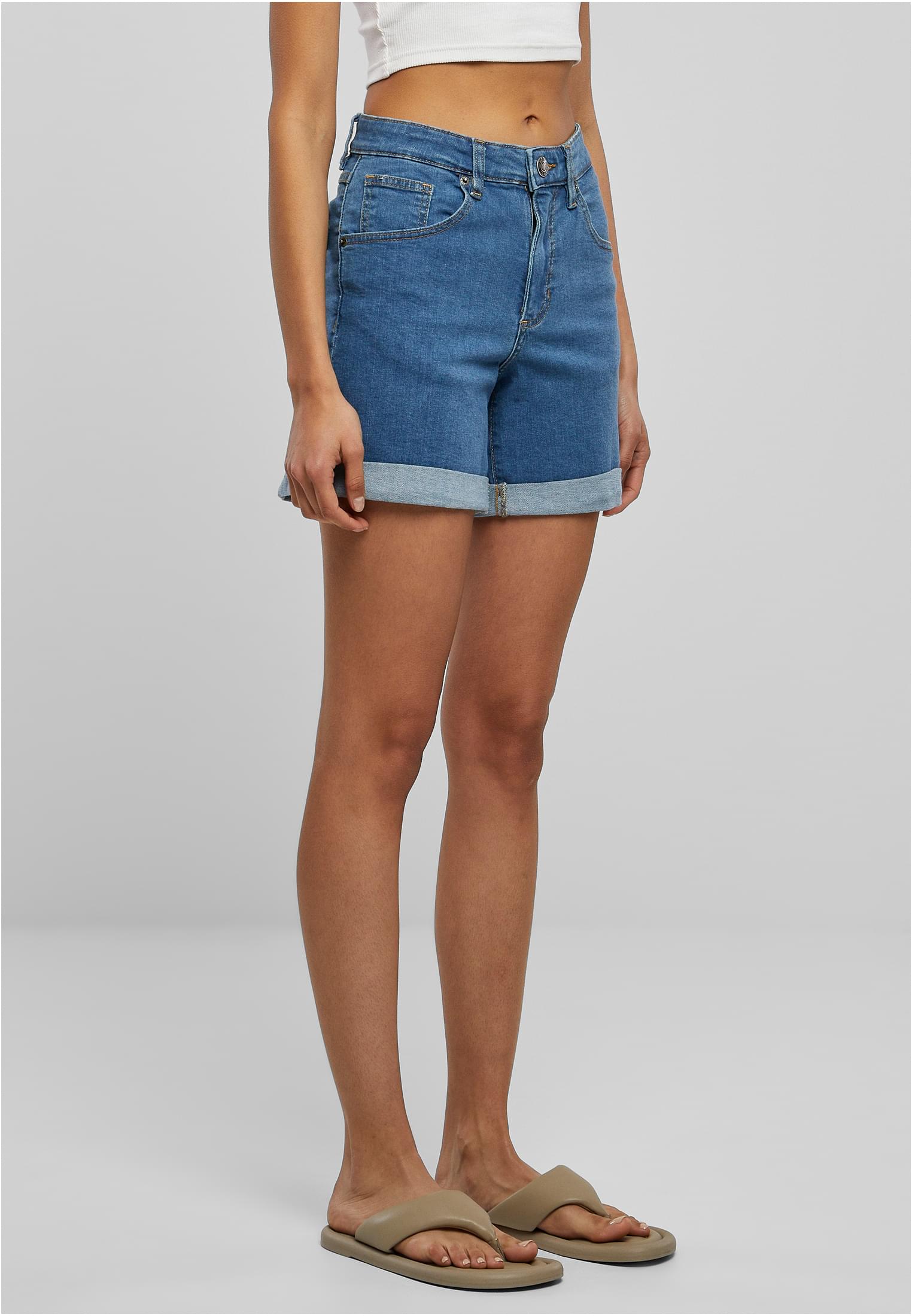 Ladies Organic Stretch Denim 5 Pocket Shorts | clearblue washed