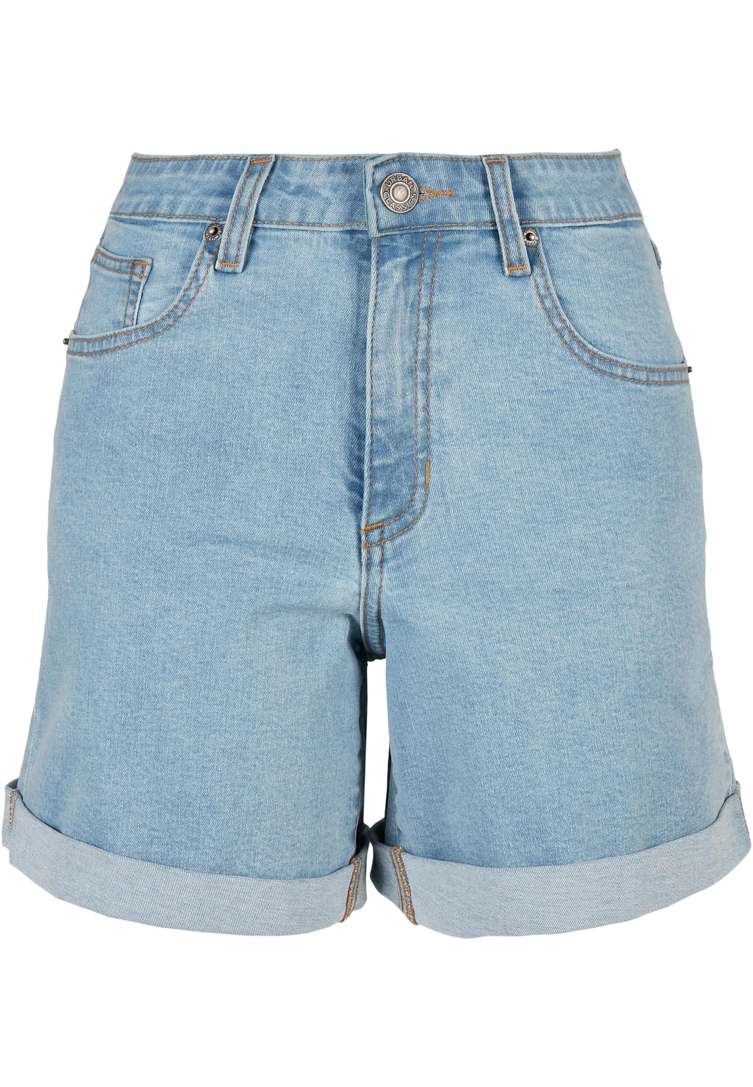 Ladies Organic Stretch Denim 5 Pocket Shorts | clearblue bleached