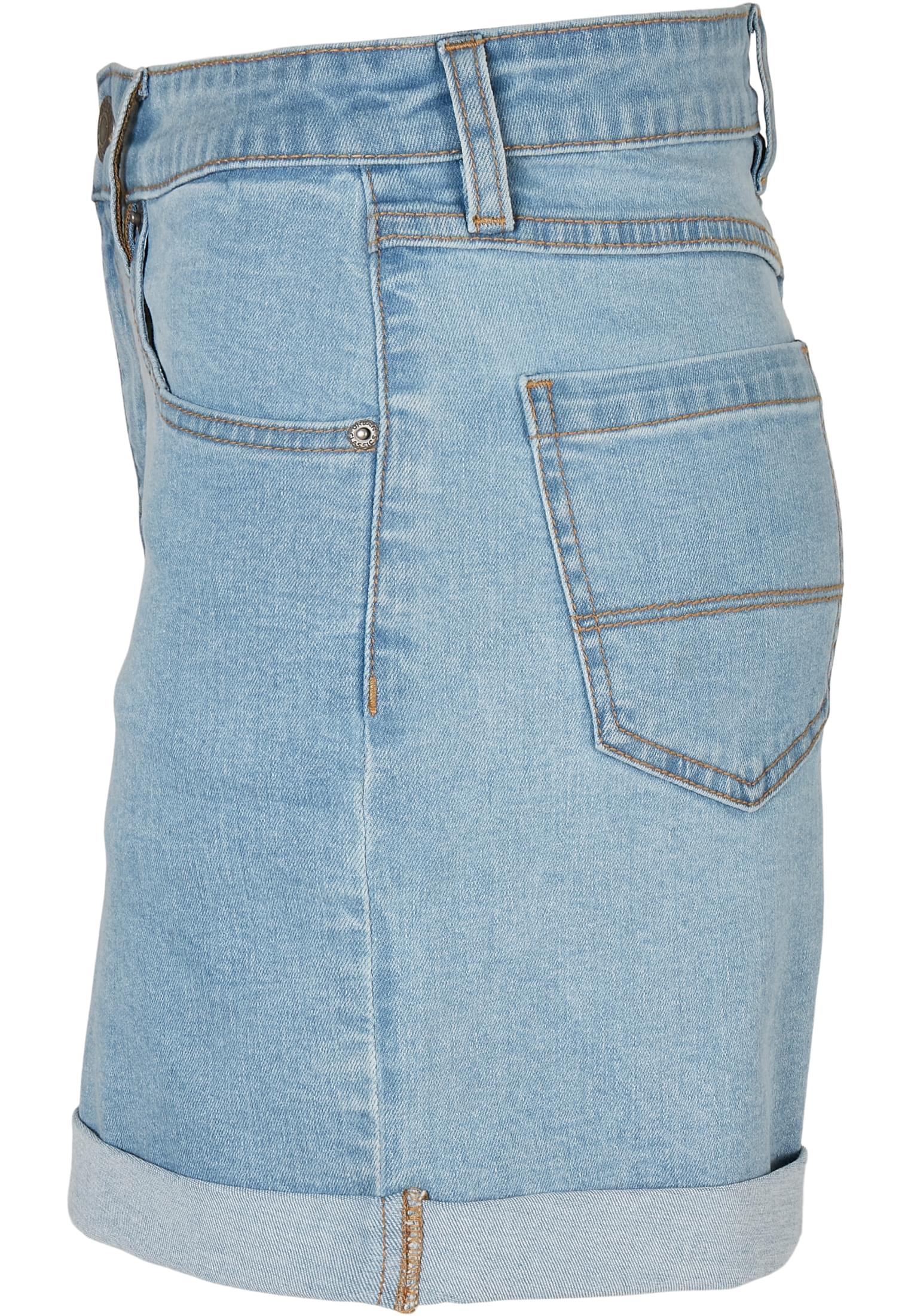 Ladies Organic Stretch Denim 5 Pocket Shorts | clearblue bleached