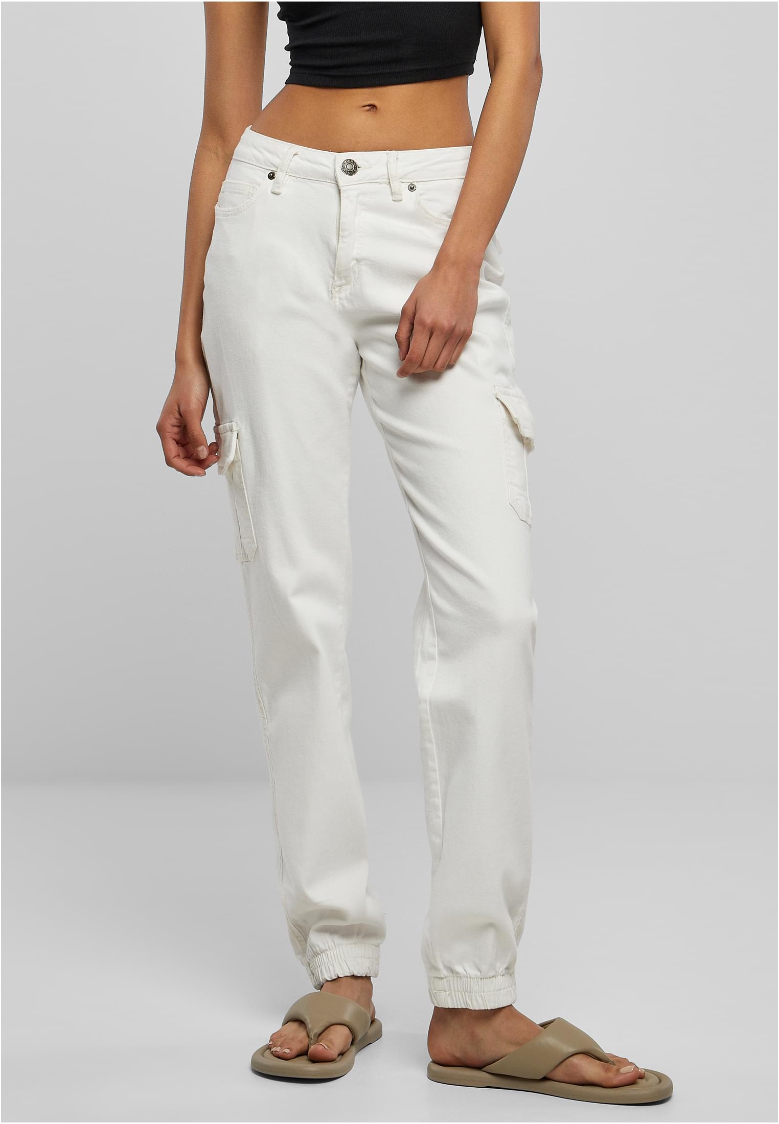 Ladies Organic Stretch Denim Cargo Pants | offwhite raw