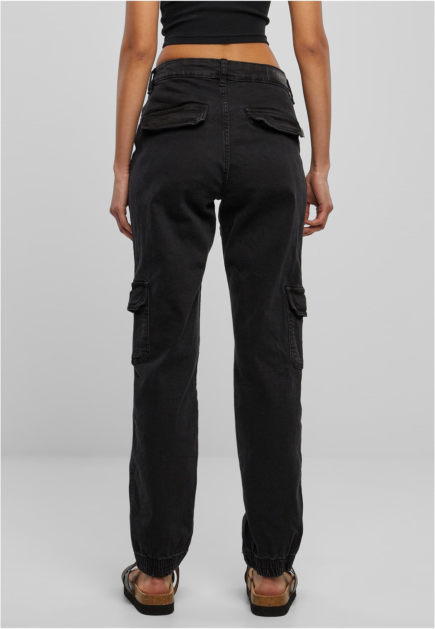 Ladies Organic Stretch Denim Cargo Pants | black washed