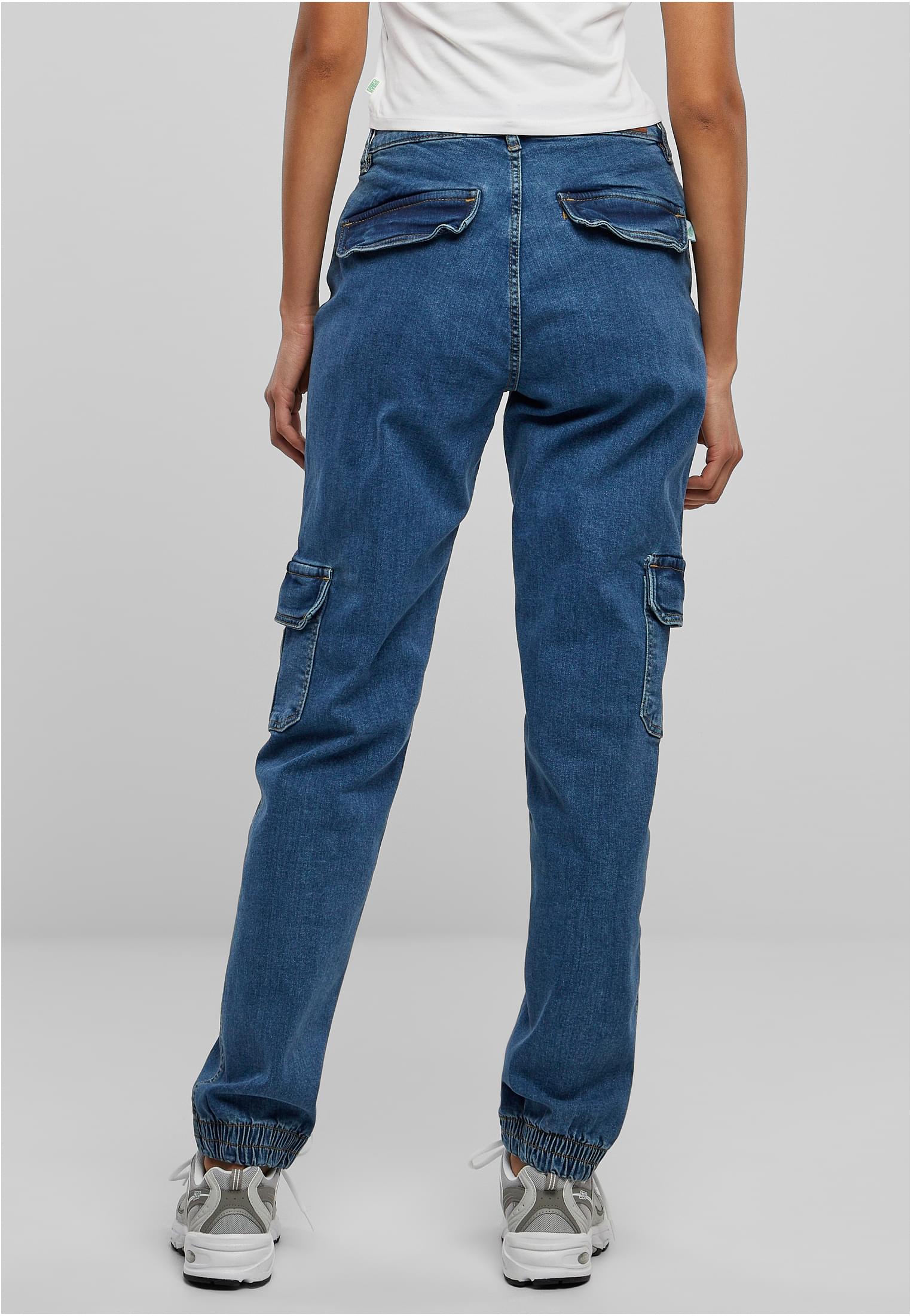 Ladies Organic Stretch Denim Cargo Pants | clearblue bleached