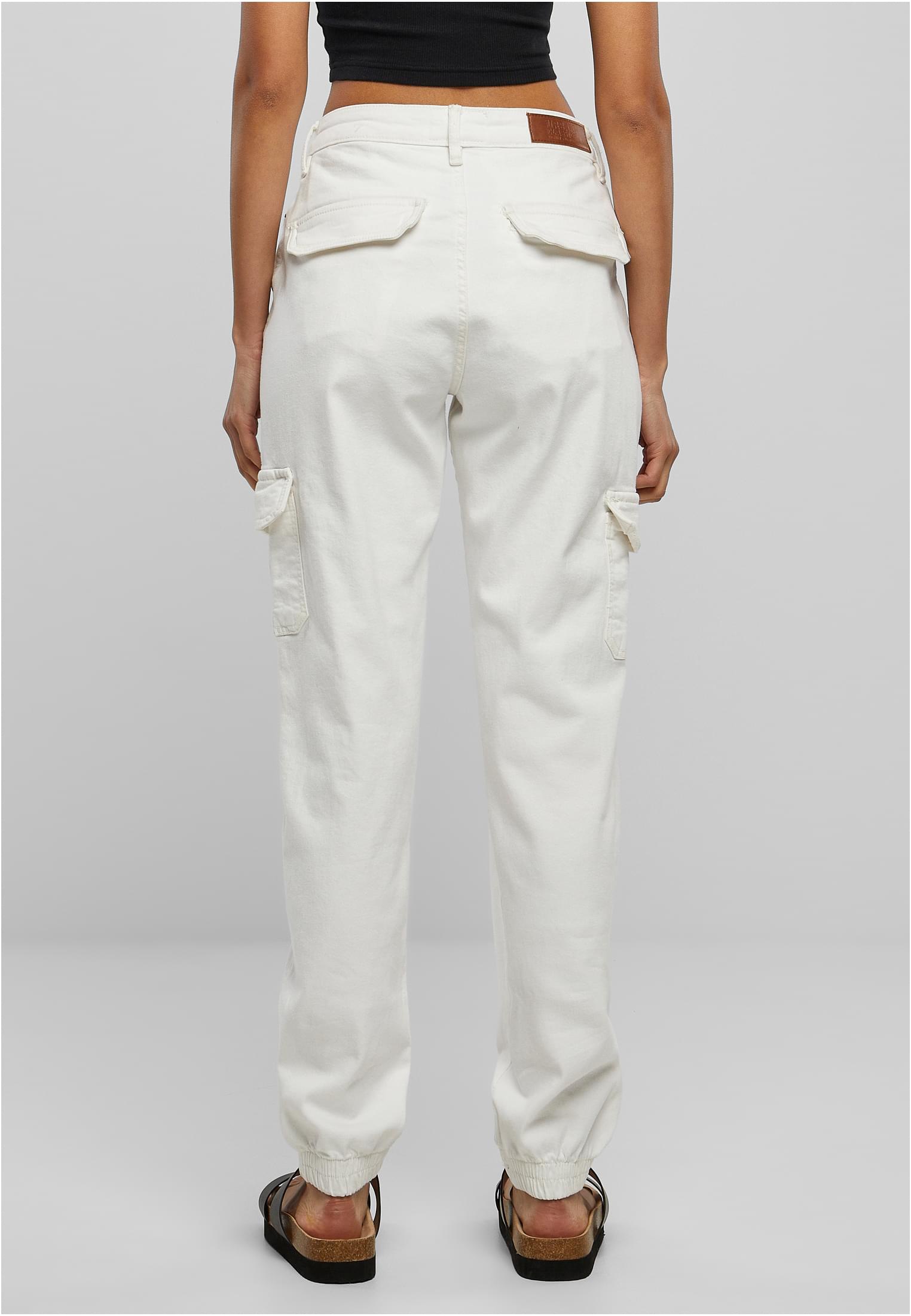 Ladies Organic Stretch Denim Cargo Pants | offwhite raw