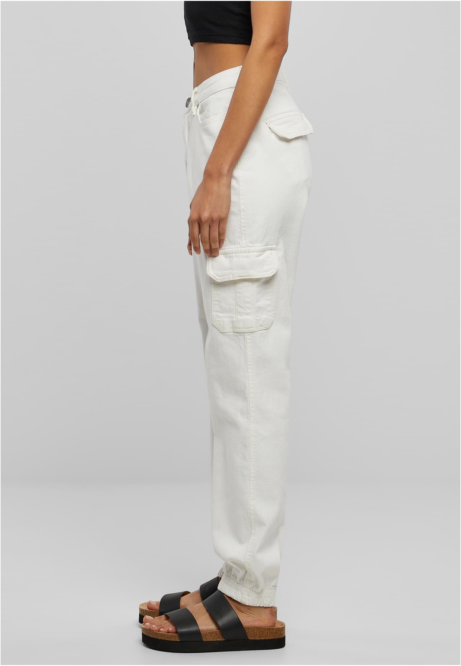 Ladies Organic Stretch Denim Cargo Pants | offwhite raw