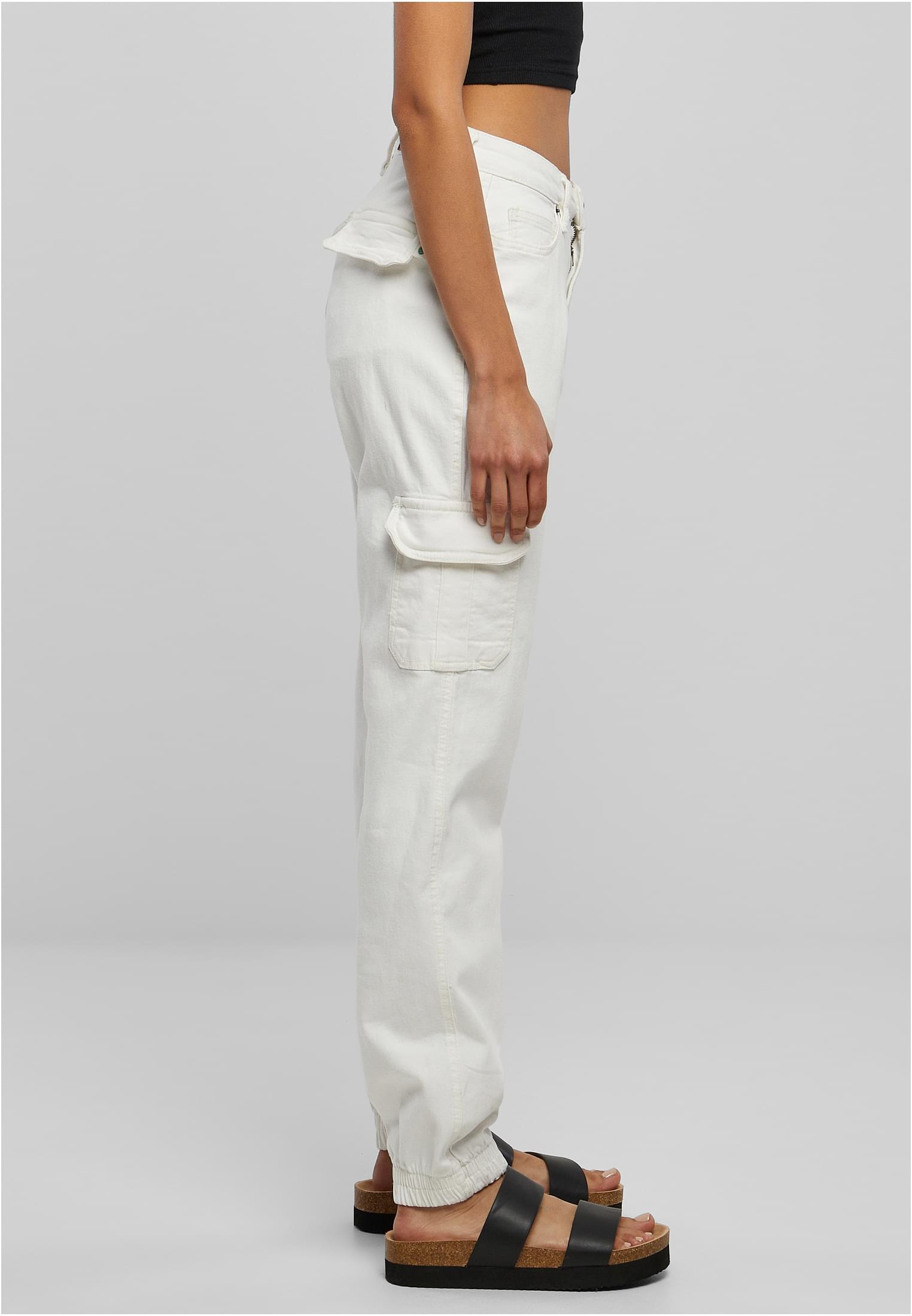 Ladies Organic Stretch Denim Cargo Pants | offwhite raw